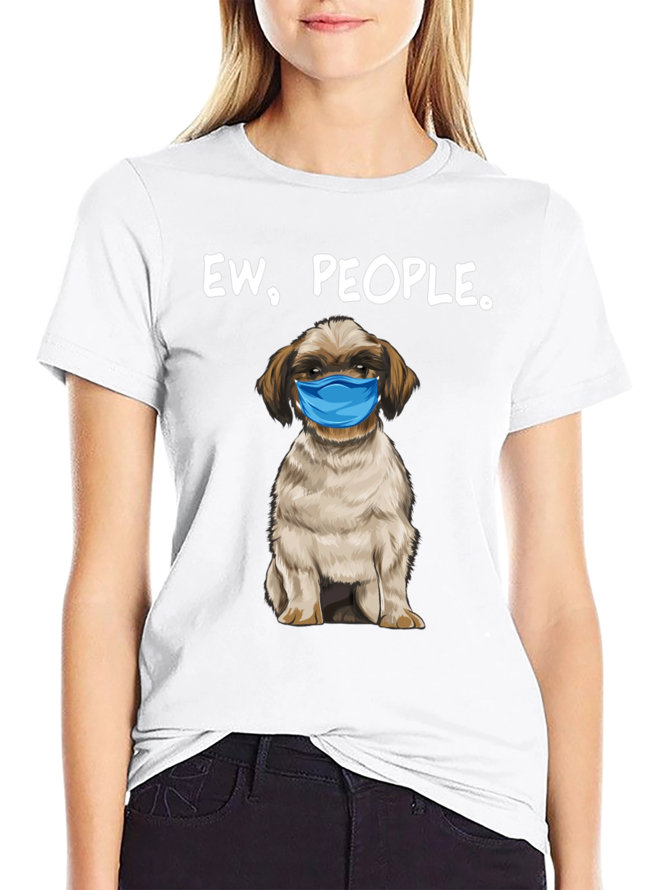 Black Ew, People. Funny Dog Face Mask Graphic T-Shirt view 9