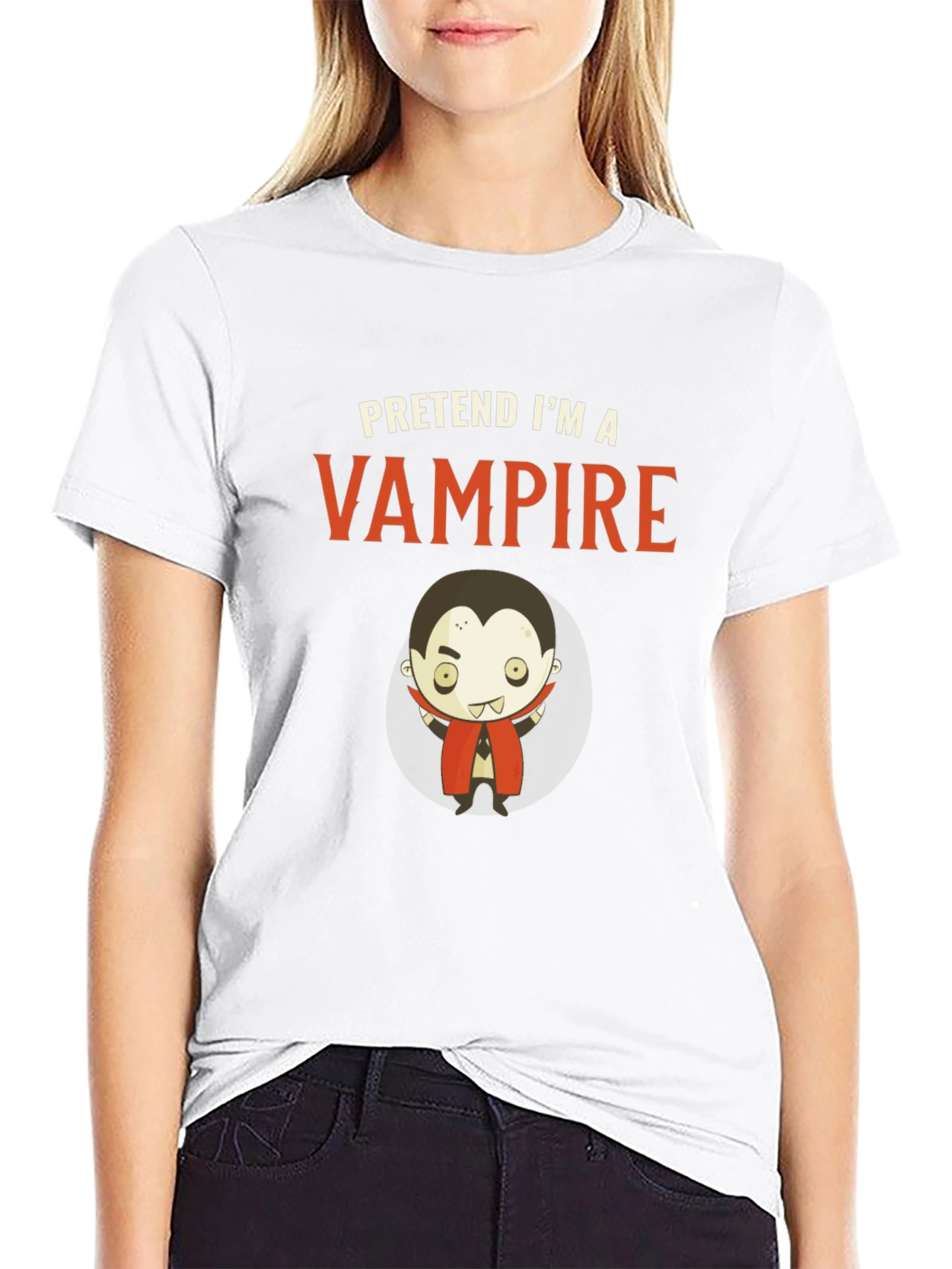 Black Pretend I'm A Vampire - Funny Halloween T-Shirt view 9