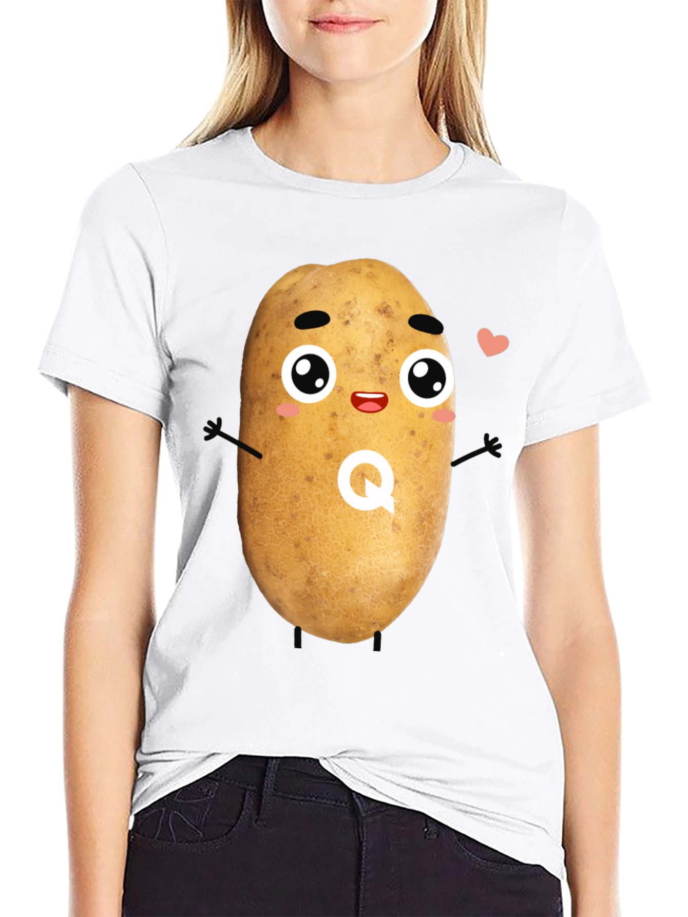 Black Kawaii Potato T-Shirt - Funny Graphic Tee view 9
