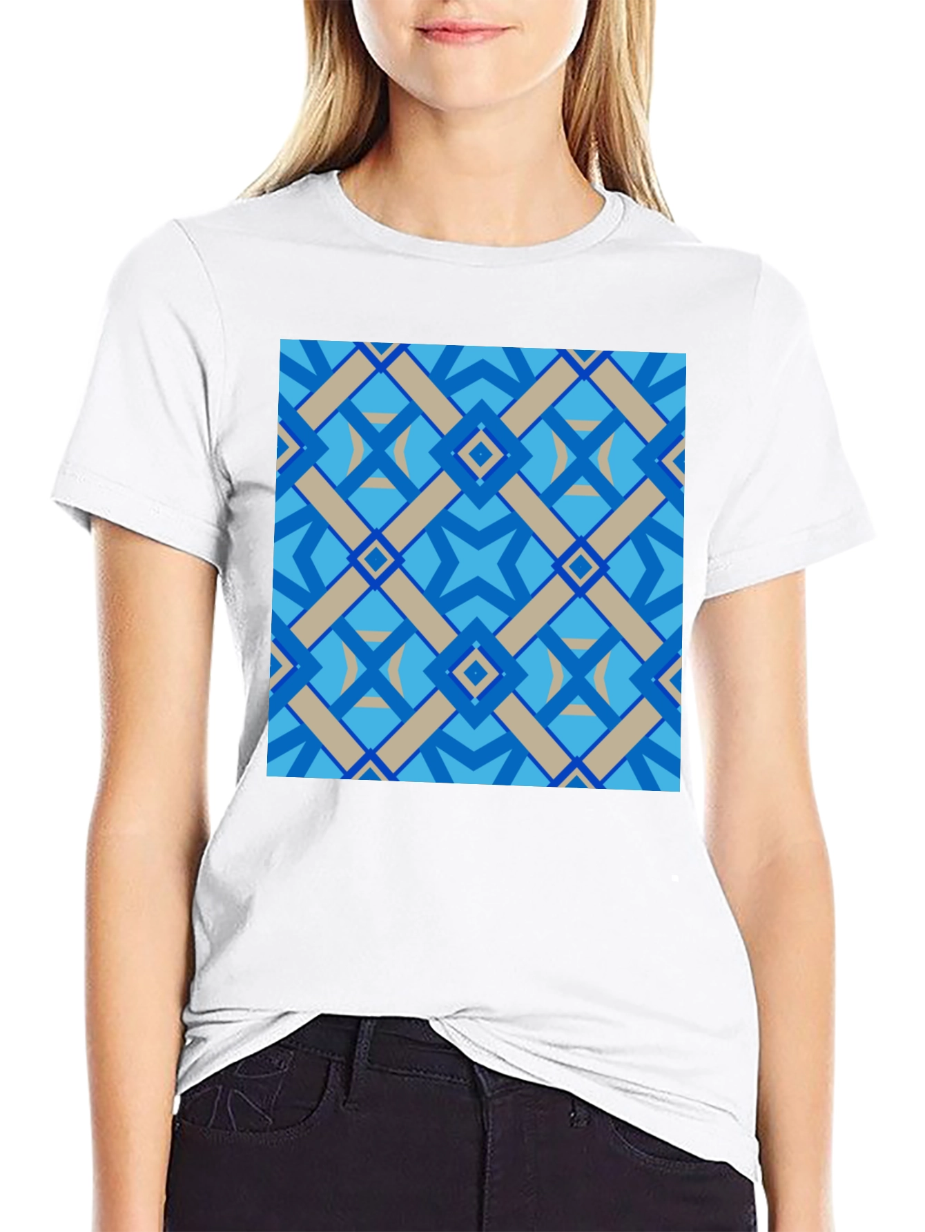 Black Geometric Pattern Black T-Shirt view 9