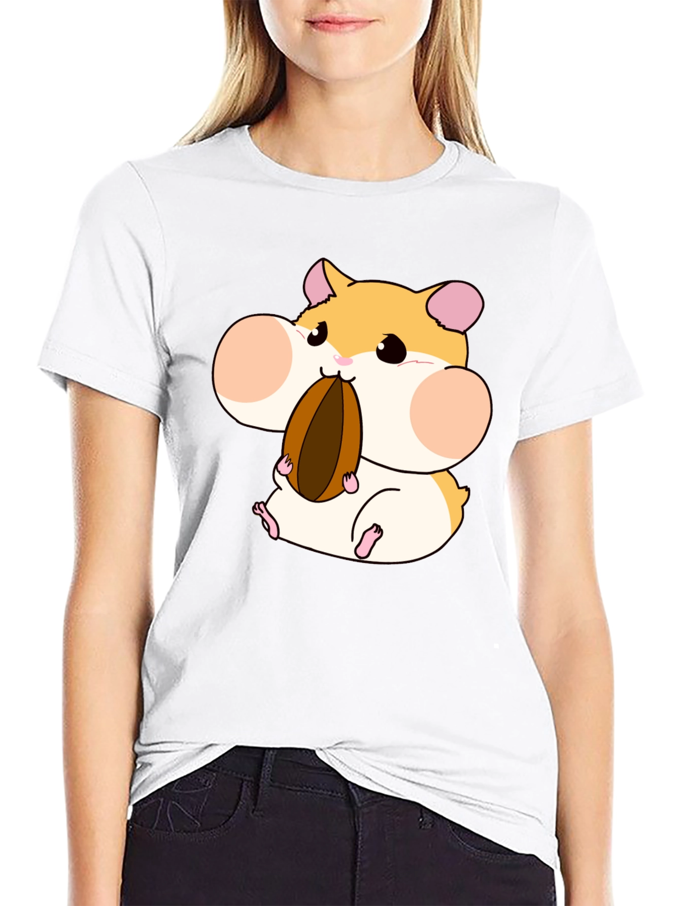 Black Hamster Lover T-Shirt - Cartoon Hamster Graphic Tee view 9