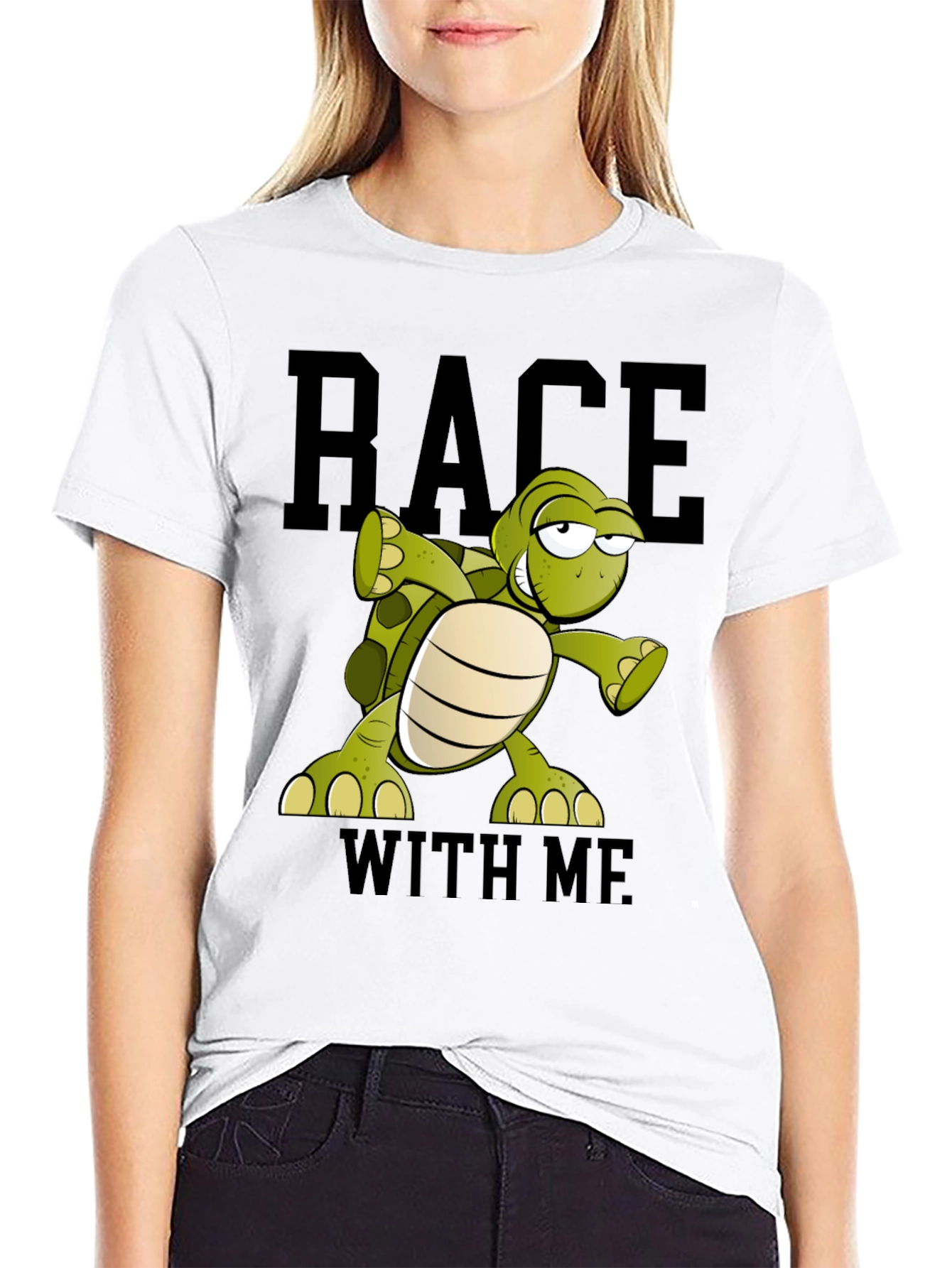 Black Funny Turtle Race T-Shirt - Black view 9