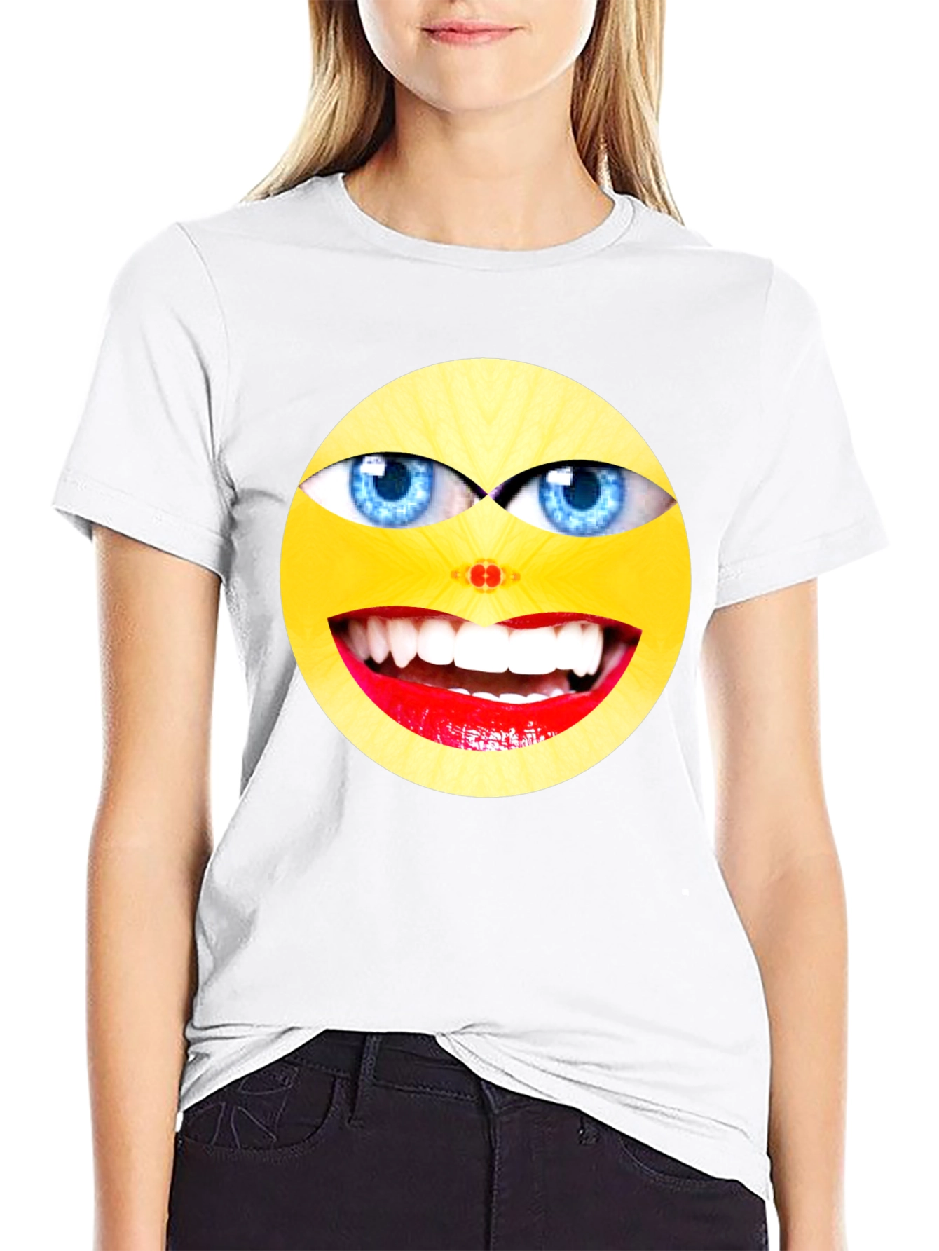 Black Funny Emoji Graphic Black T-Shirt view 9