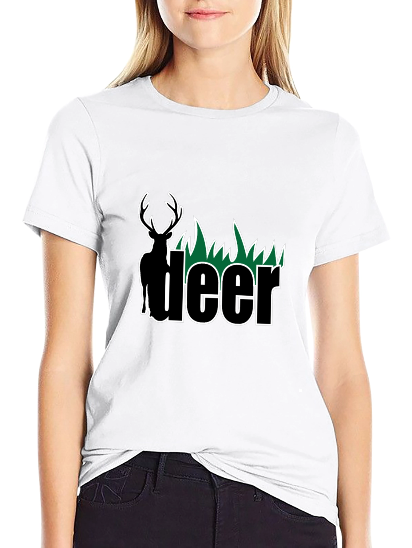 Black Deer Graphic Tee - Black Cotton Blend T-Shirt view 9
