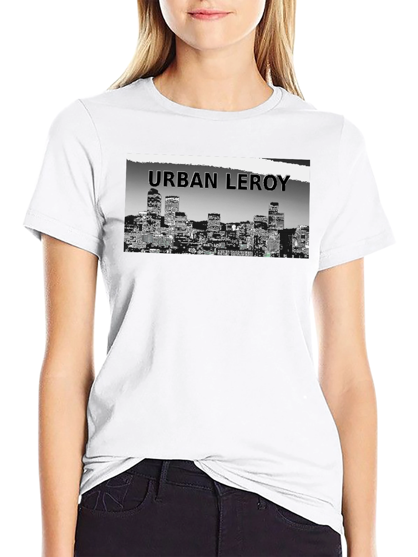 Black Urban Leroy Cityscape Graphic Tee - Black view 9