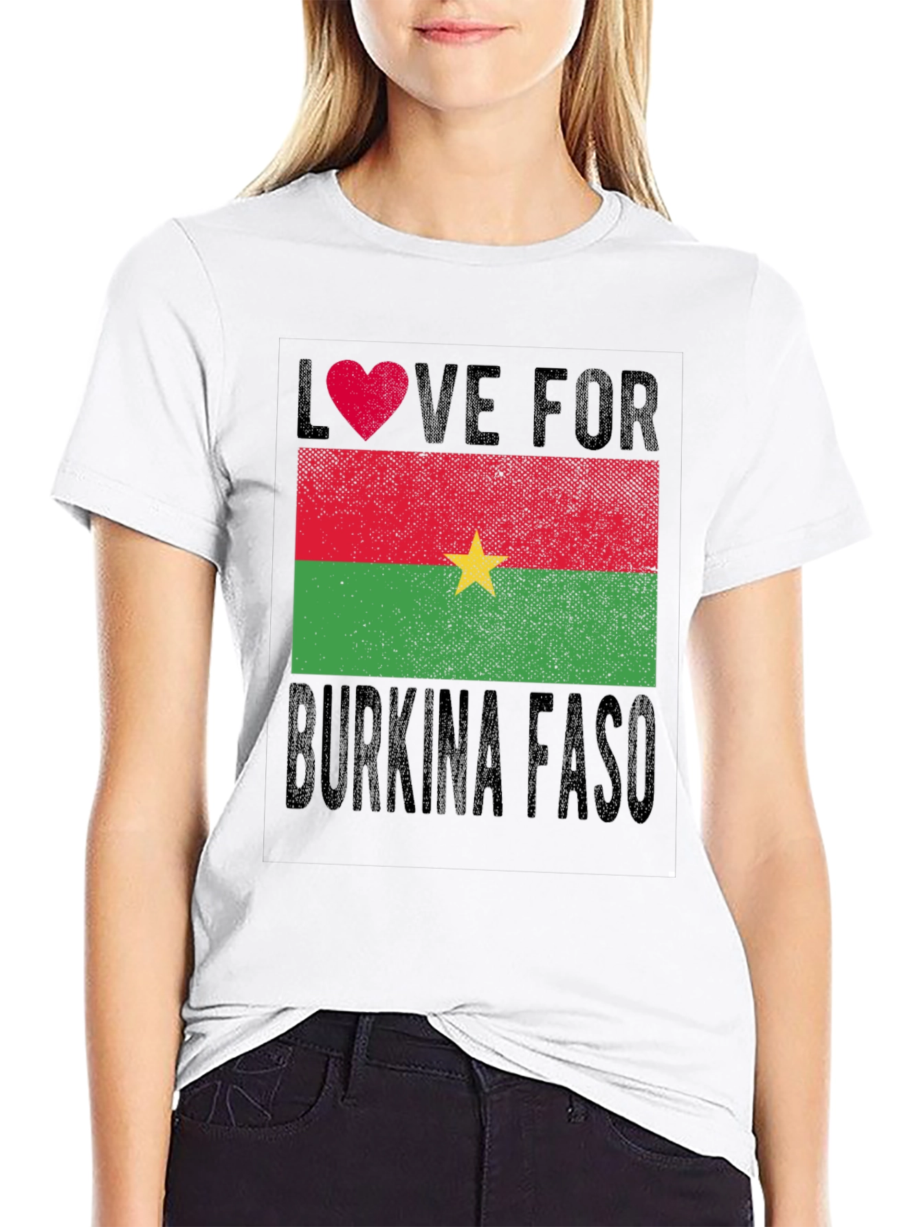 Black Burkina Faso Flag Heart T-Shirt - Love for Country Tee view 9