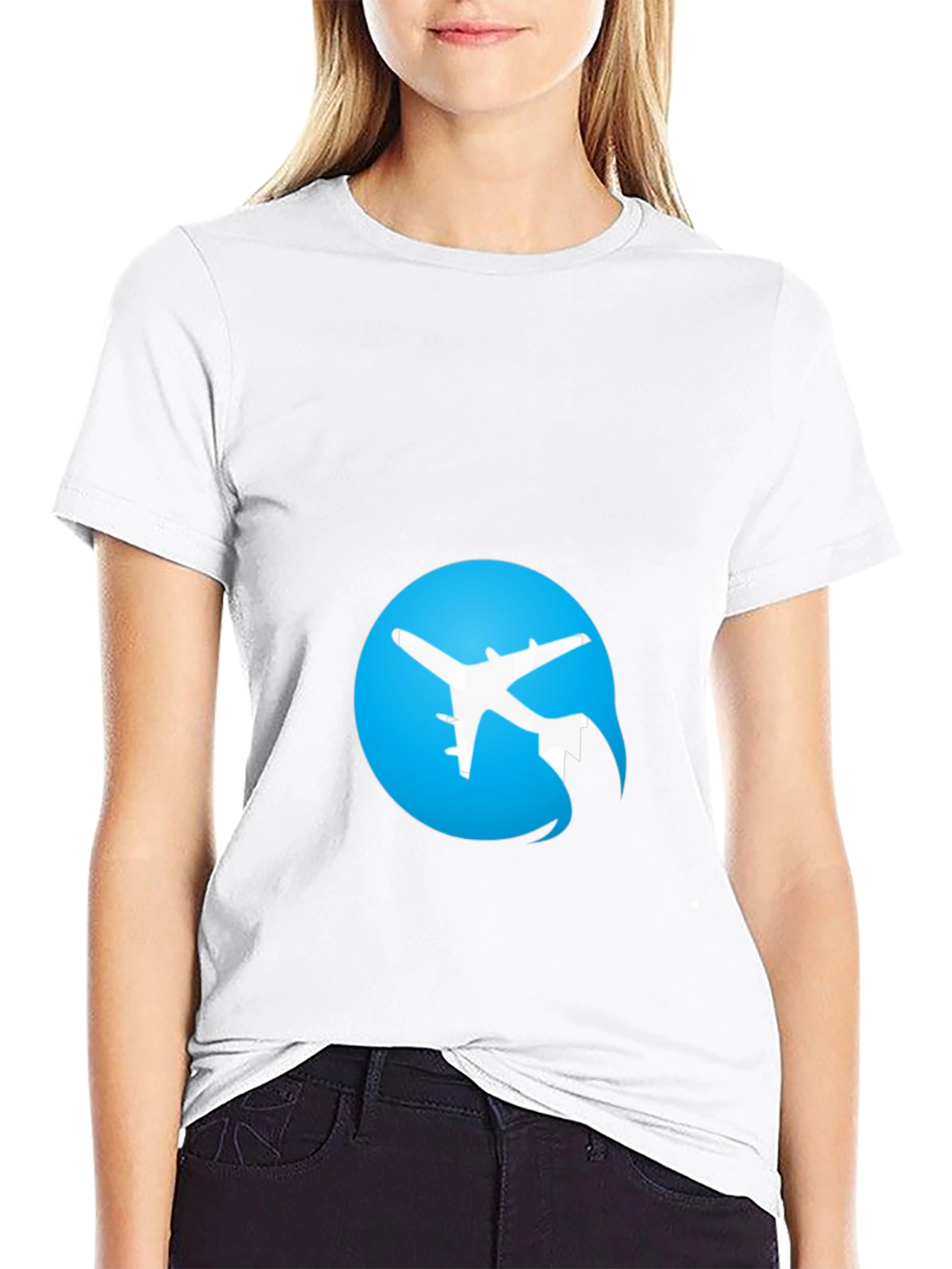 Black Airplane Logo Black T-Shirt view 9