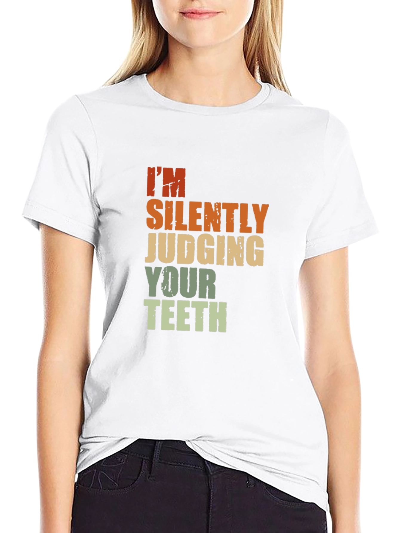 Black Silently Judging Your Teeth Graphic Tee view 9