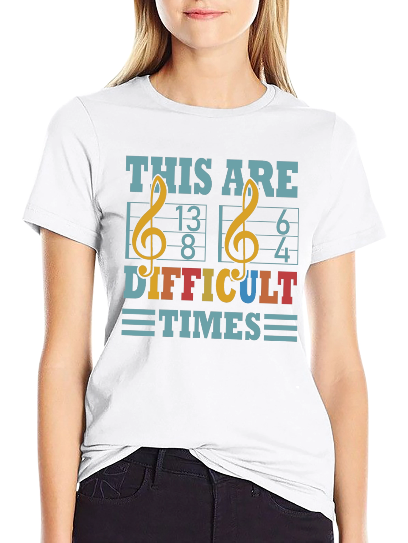 Black Difficult Times Music T-Shirt view 9