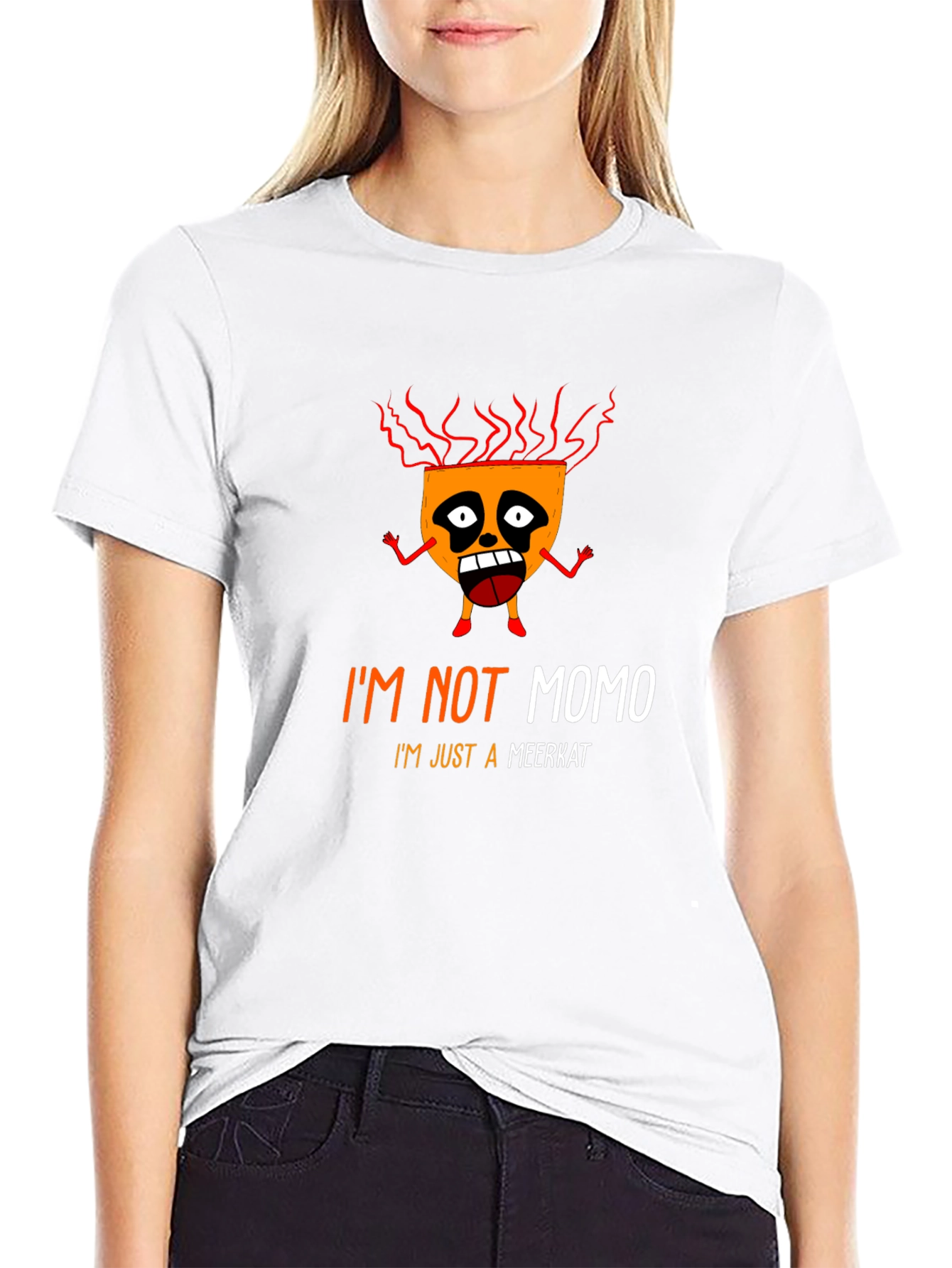 Black I'm Not Momo Just A Meerkat Black Graphic T-Shirt view 9