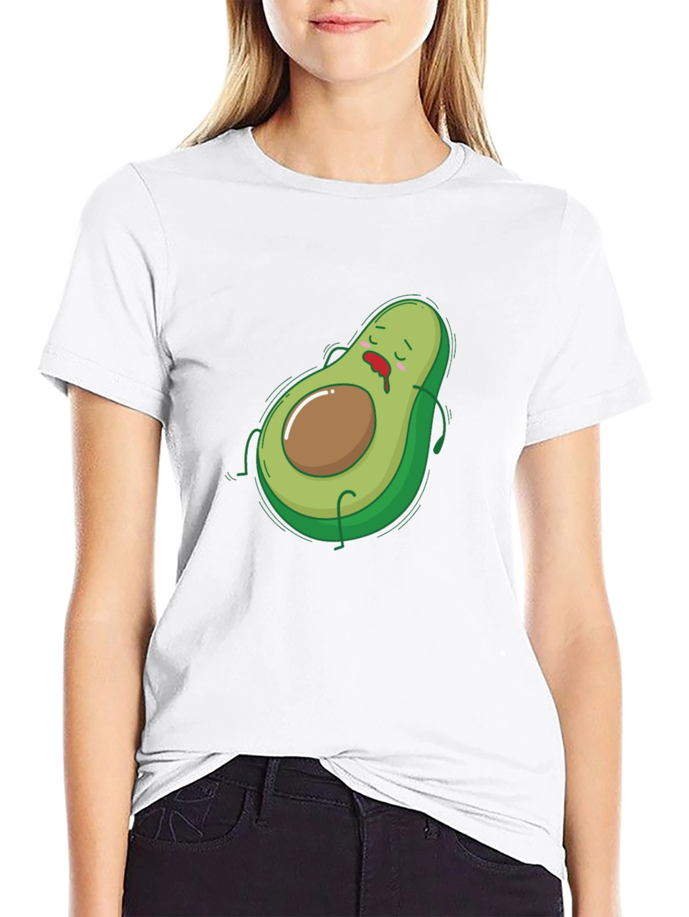 Black Funny Avocado Graphic T-Shirt - Black Cotton Tee view 9