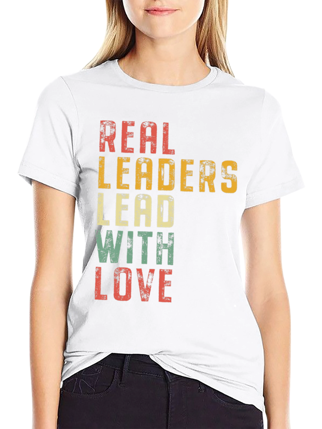 Black Real Leaders Lead With Love Graphic Tee view 9