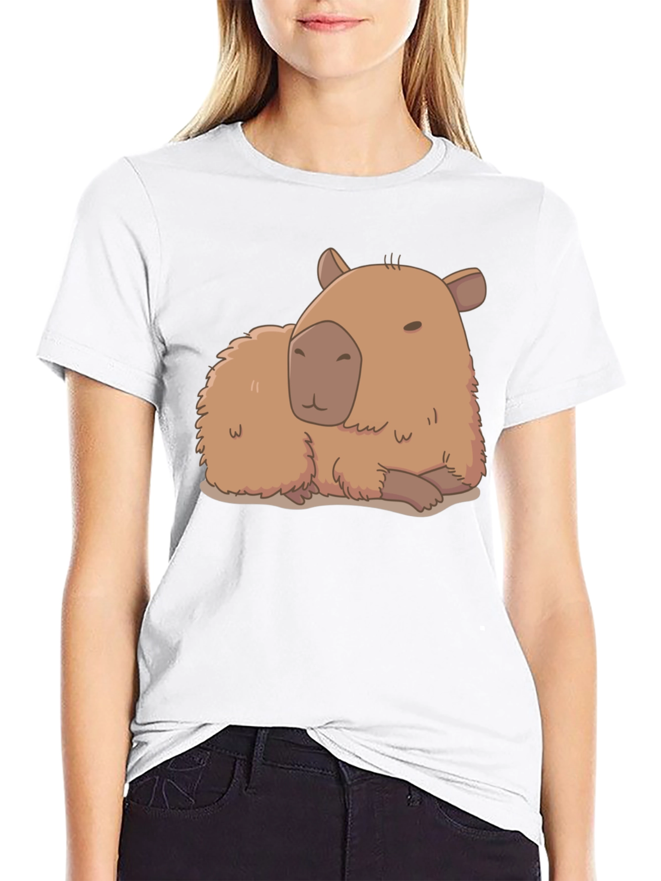 Black Capybara Graphic Tee - Relaxed Fit Cotton T-Shirt view 9