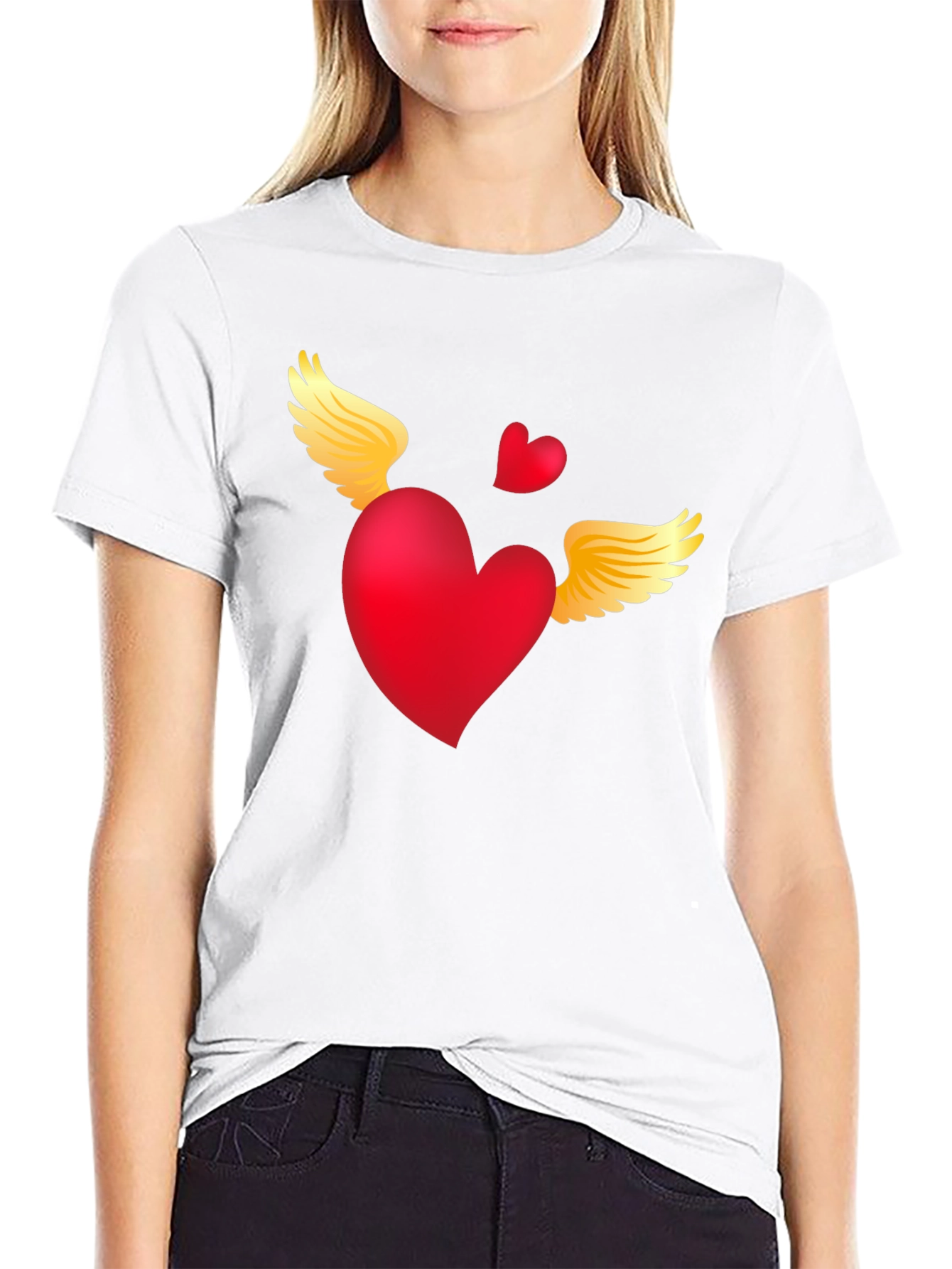 Black Heart with Wings Graphic Tee - Black view 9