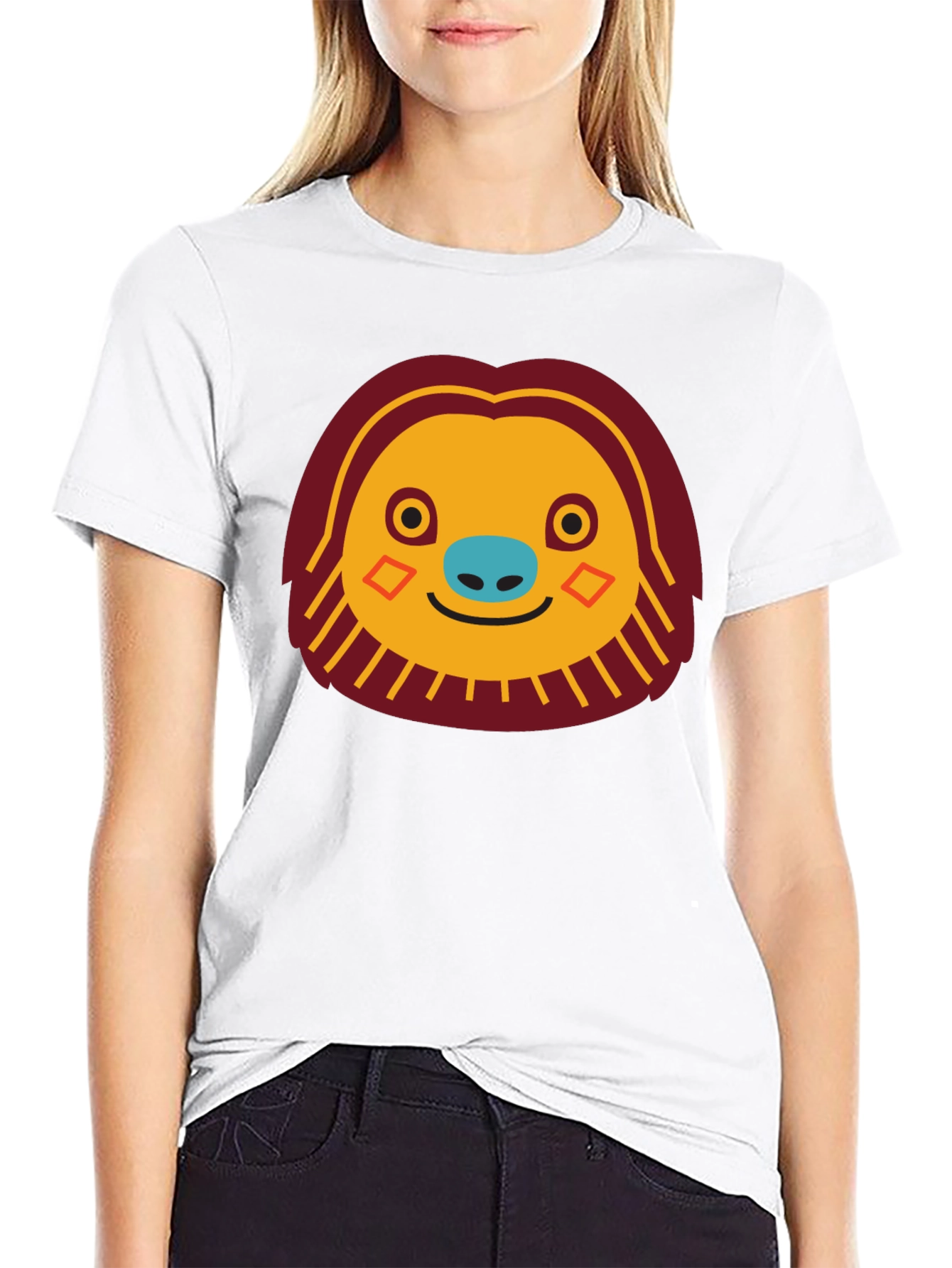 Black Funny Sloth Face Graphic T-Shirt view 9