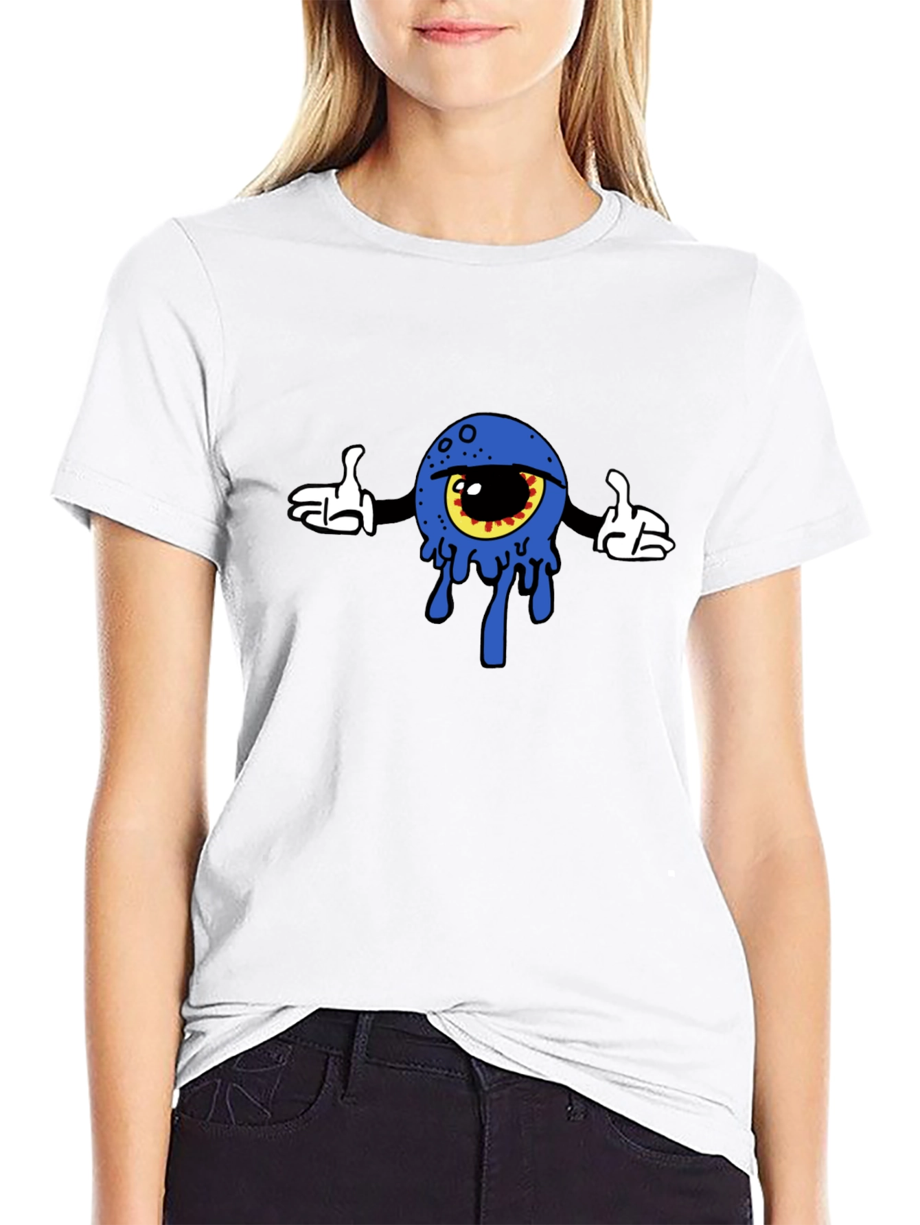 Black Eye Cartoon Graphic Black T-Shirt view 9