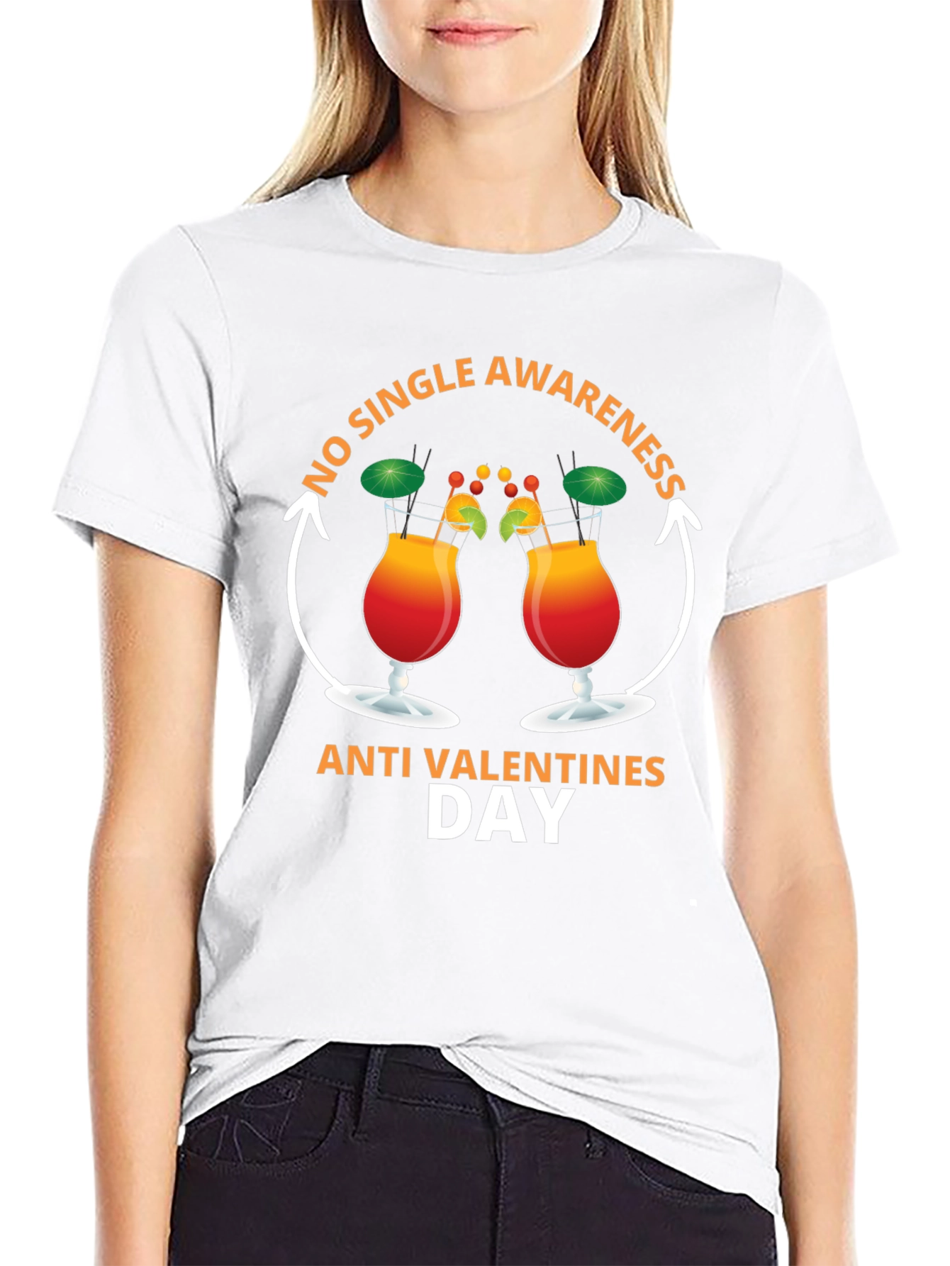 Black Anti-Valentine's Day 'No Single Awareness' T-Shirt view 9