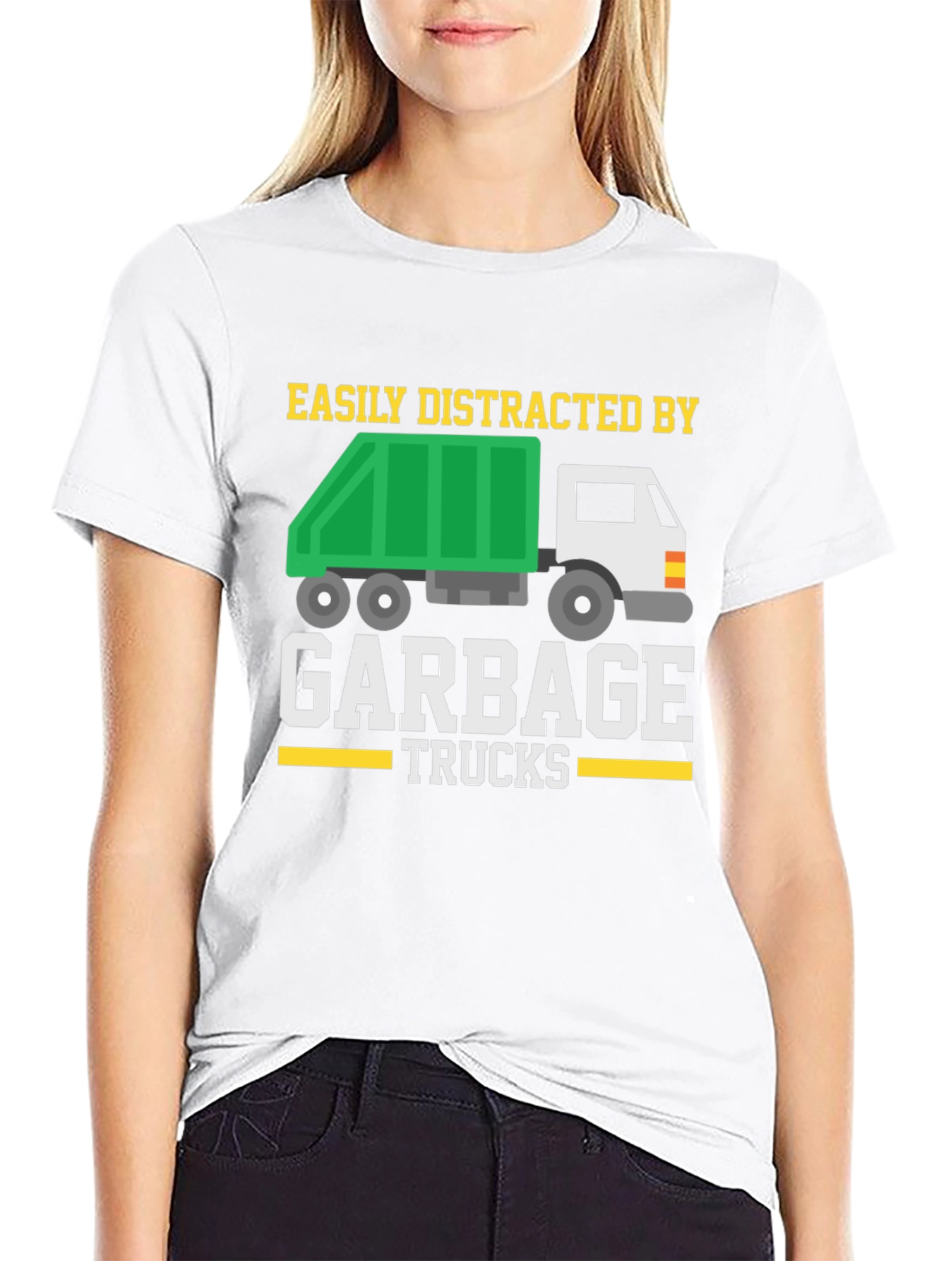 Black Easily Distracted by Garbage Trucks T-Shirt view 9