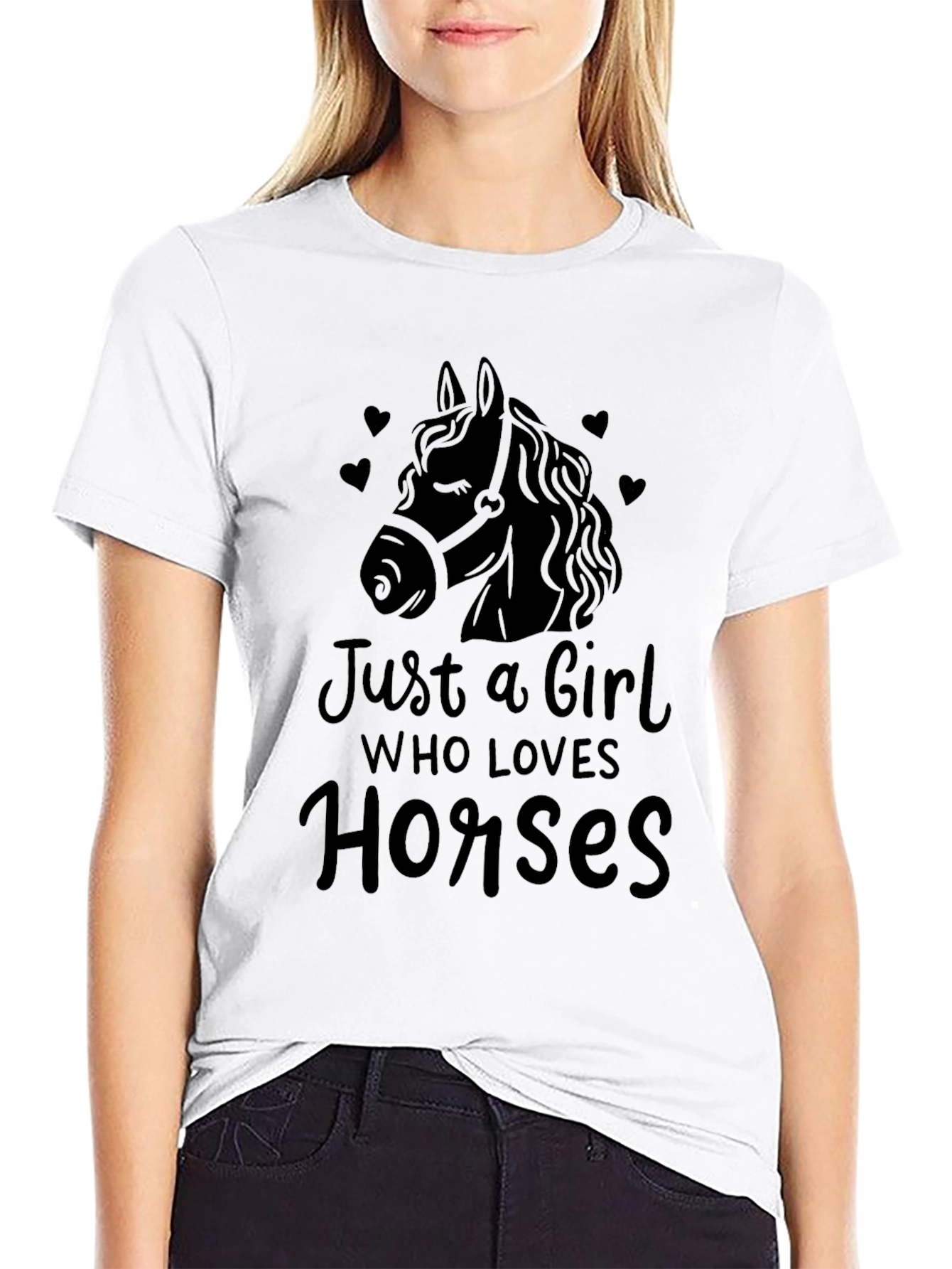 Black Just a Girl Who Loves Horses T-Shirt view 9