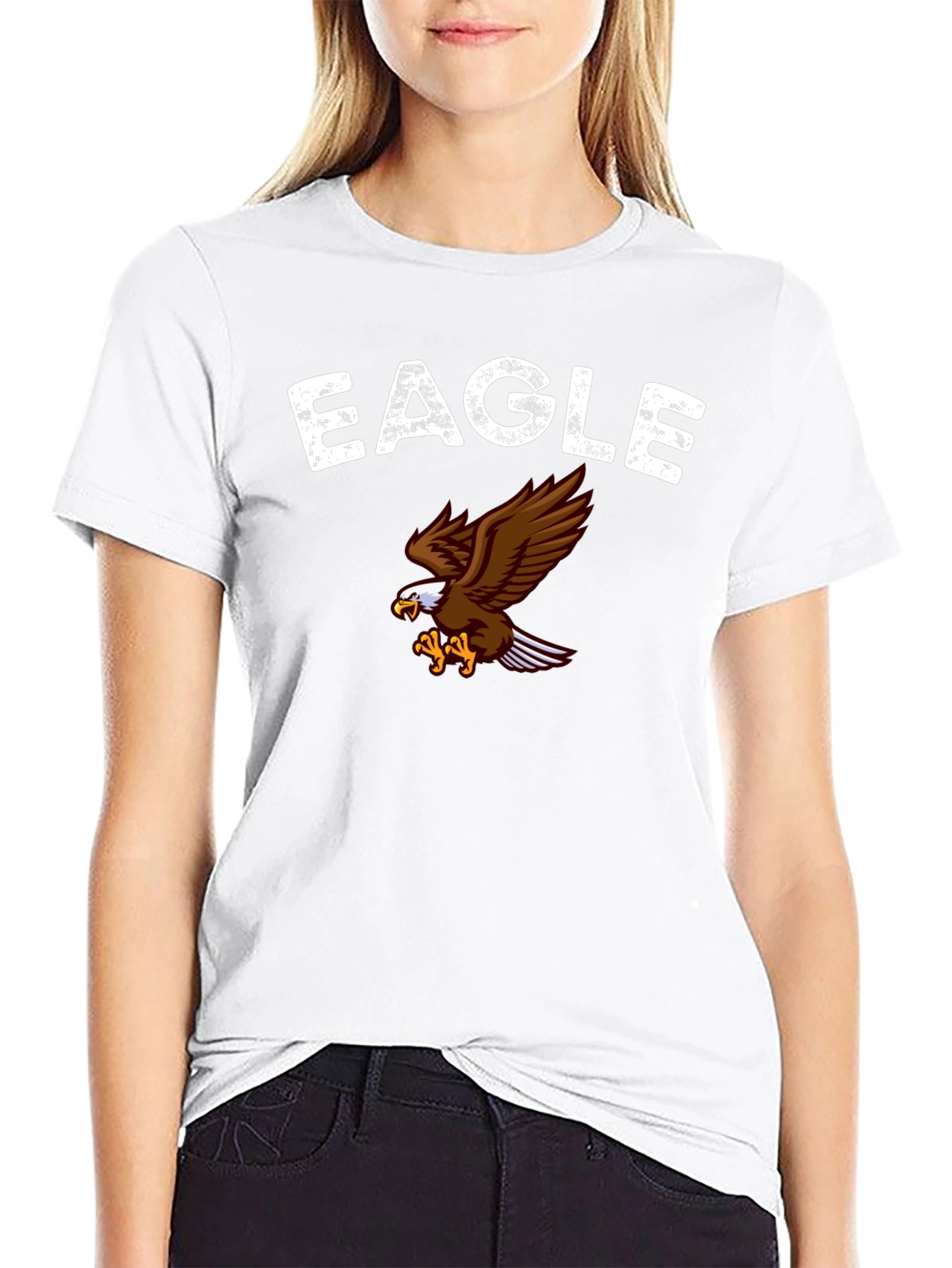 Black Black Eagle Graphic Print T-Shirt view 9
