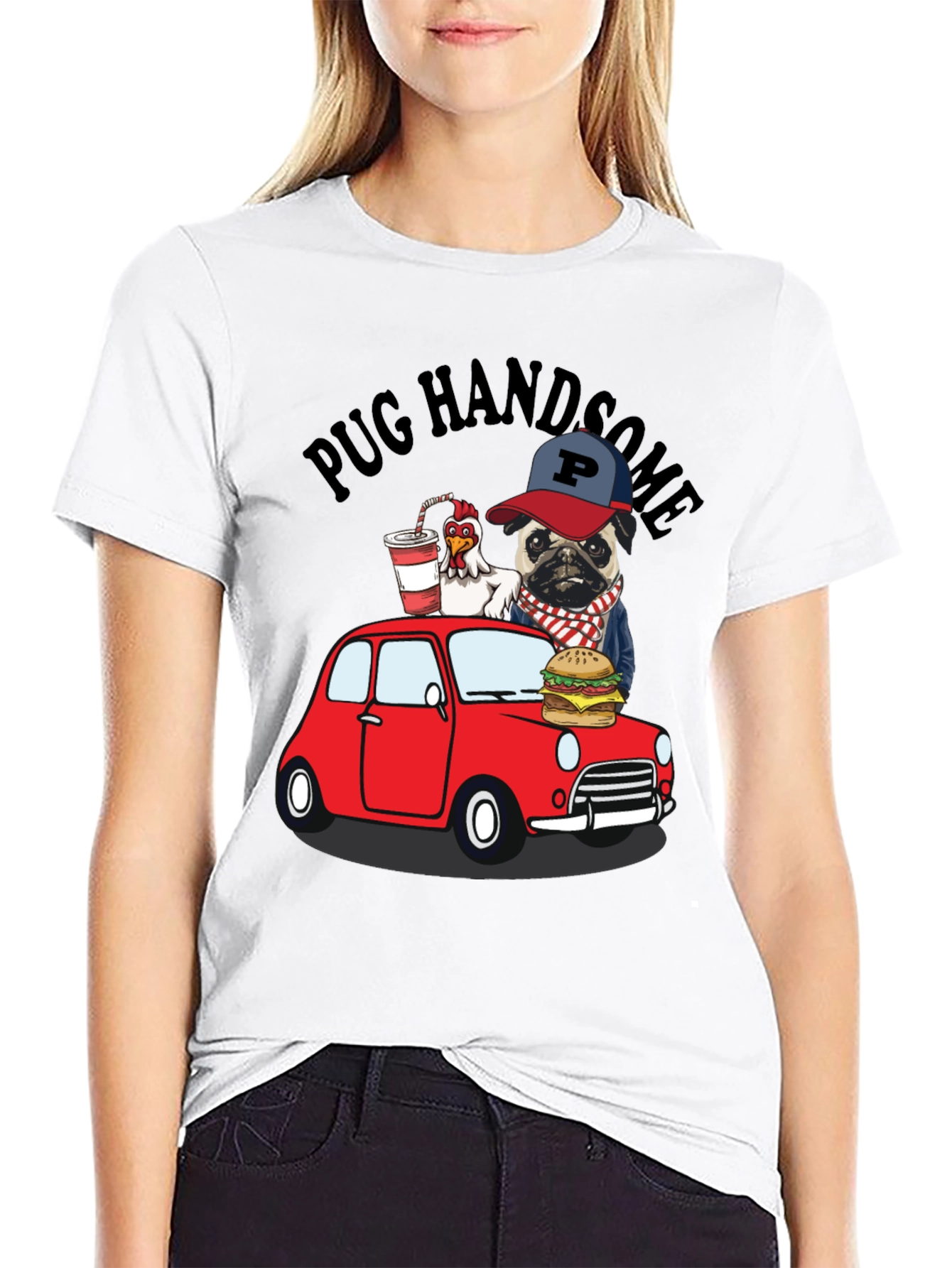 Black Pug Handsome Graphic Tee view 9