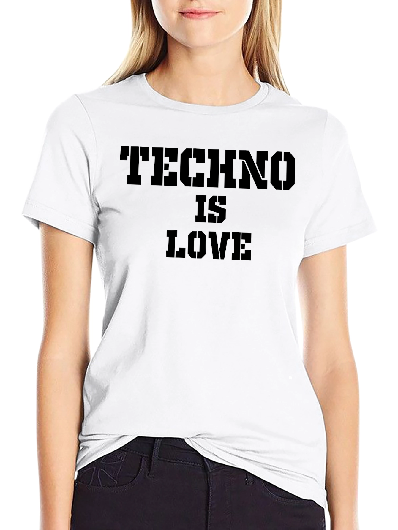 Black Techno is Love Black T-Shirt view 9