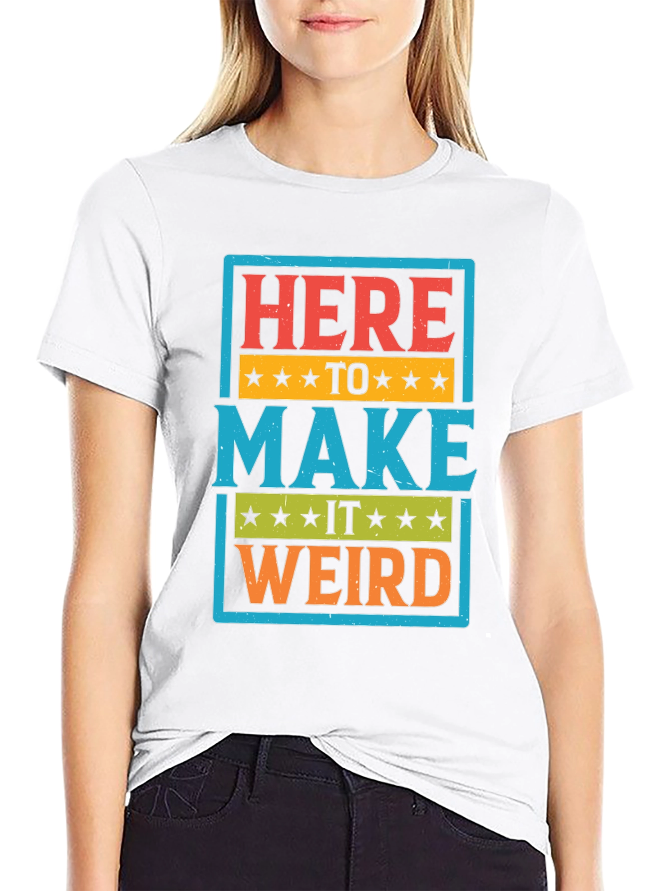 Black Here to Make it Weird Graphic T-Shirt view 9