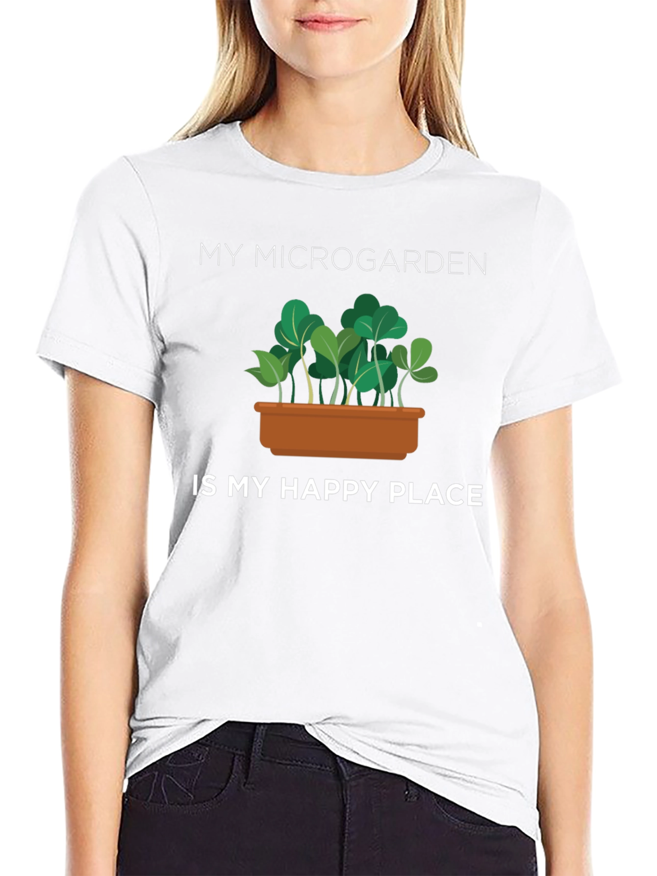 Black Microgarden Happy Place Black T-Shirt view 9