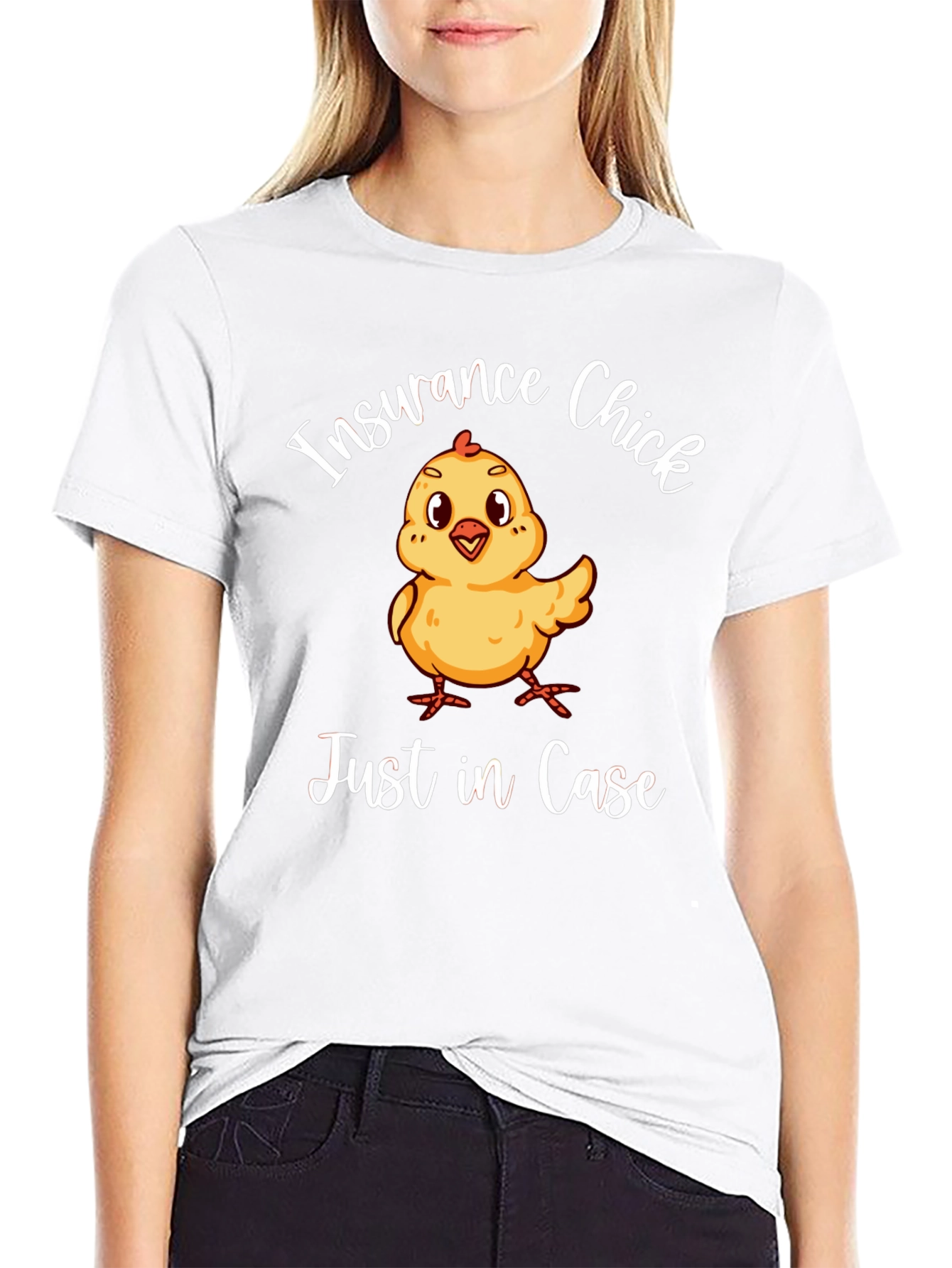 Black Insurance Chick T-Shirt - Just in Case! view 9
