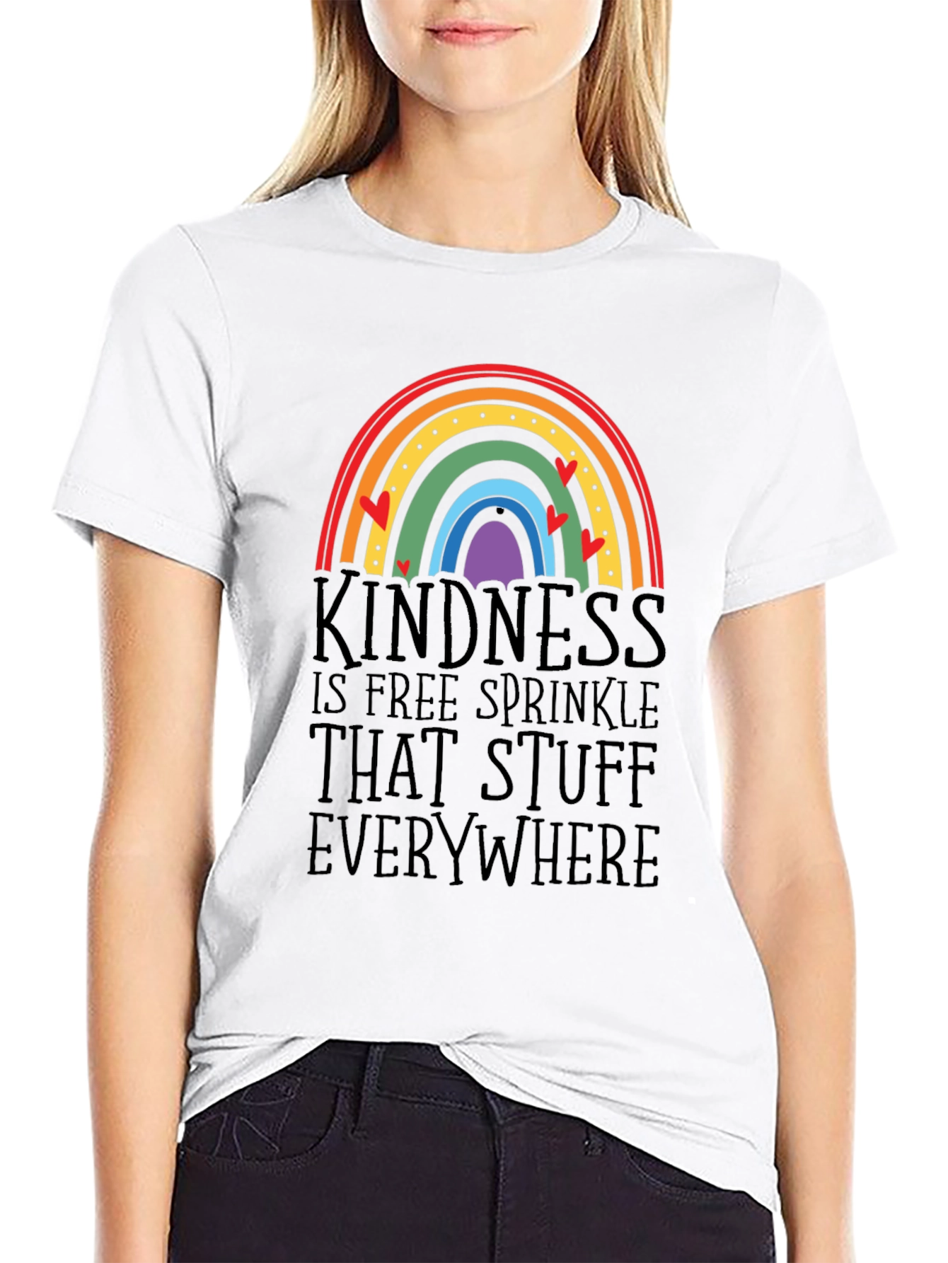 Black Kindness Rainbow Graphic Tee - Spread the Love! view 9