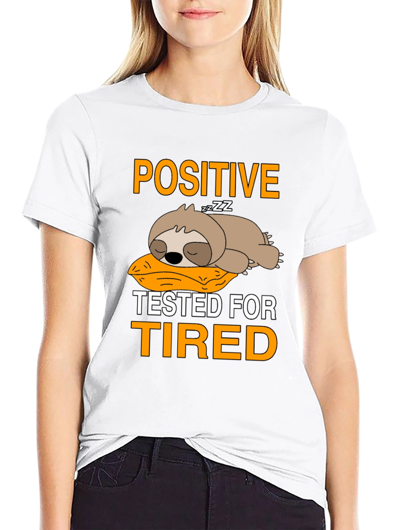 Black Positive Tested for Tired Sloth T-Shirt view 9