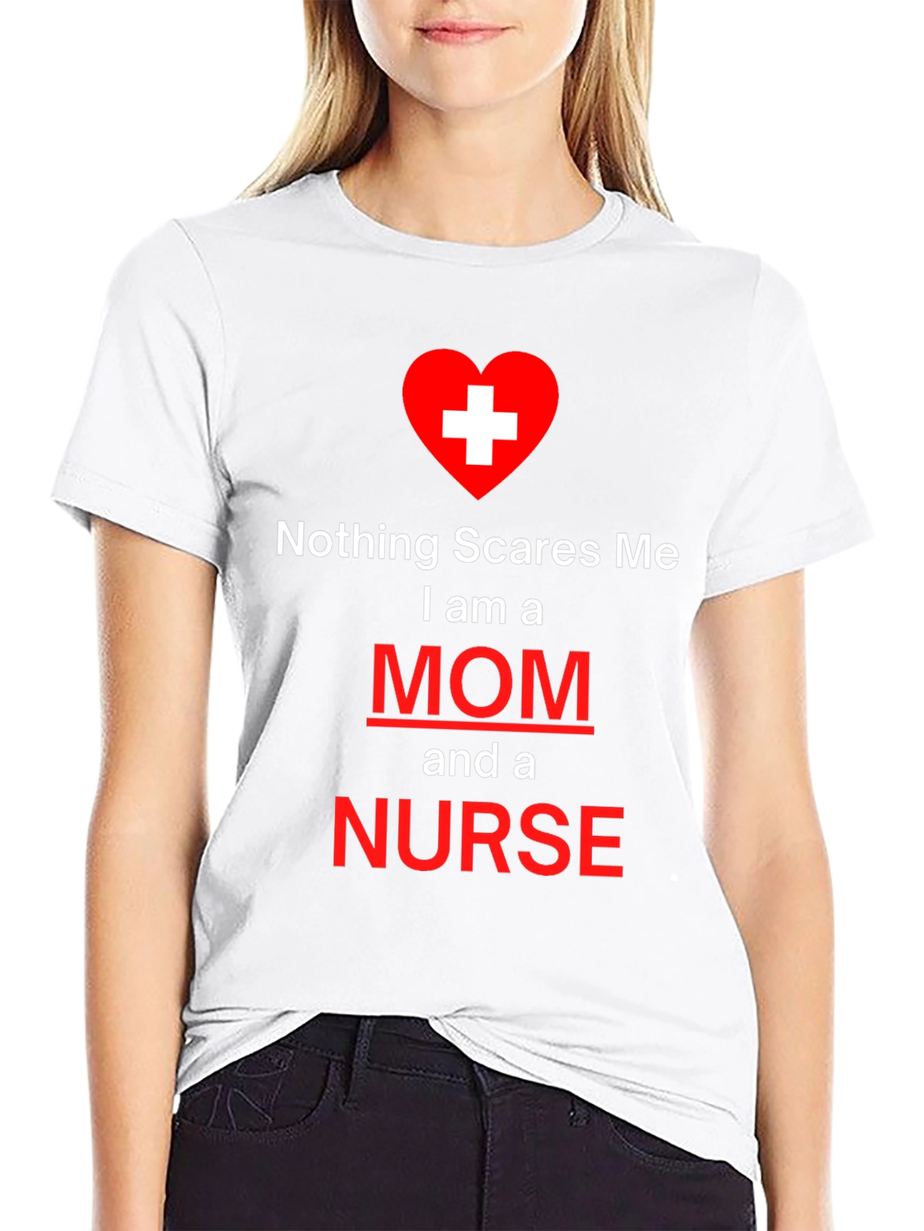 Black Nothing Scares Me Mom and Nurse T-Shirt view 9
