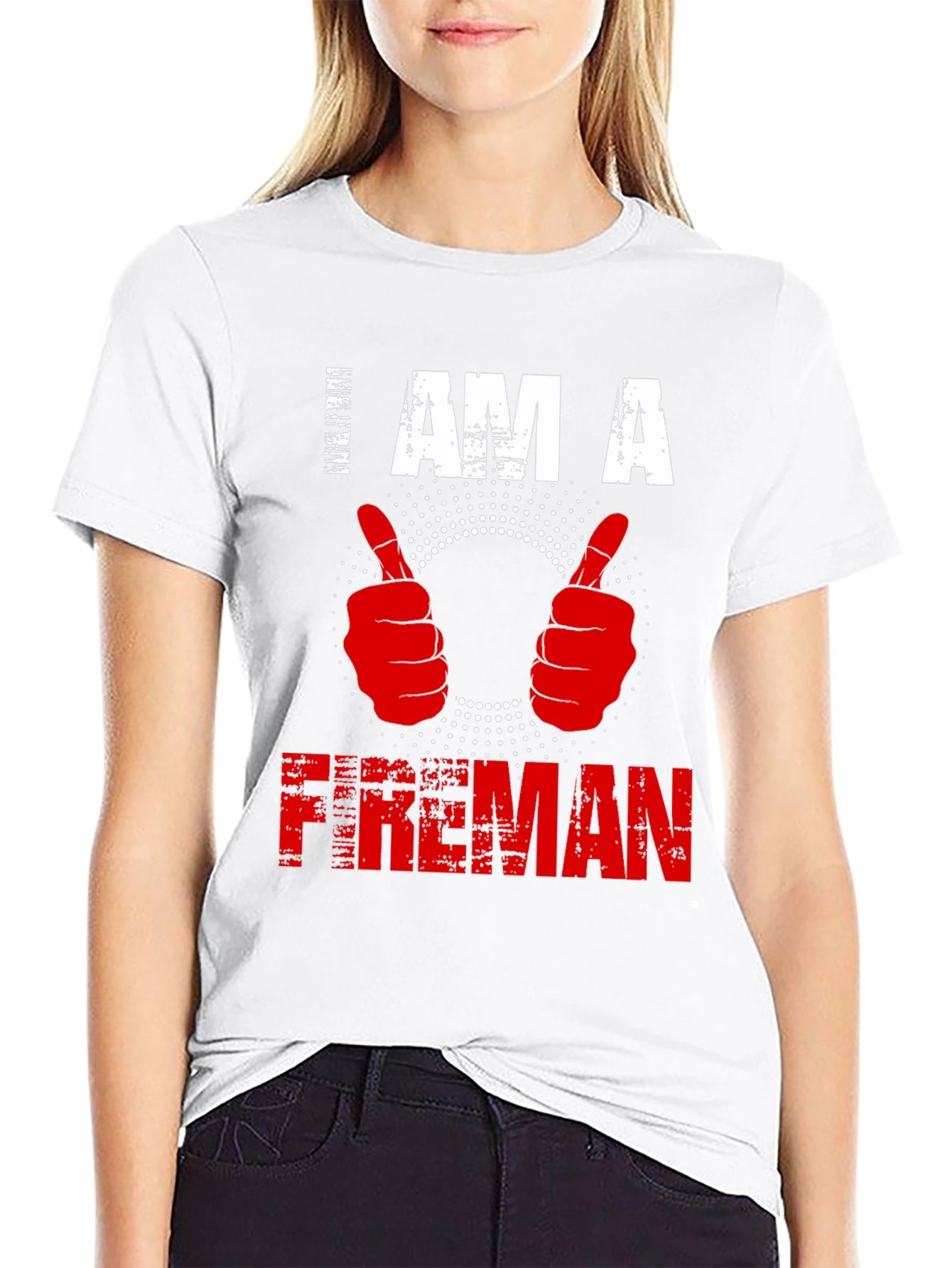 Black I am a Fireman T-shirt - Graphic Print view 9
