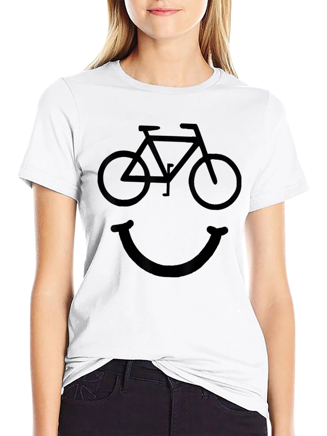 Black Bicycle Smile Face Graphic Tee - Black view 9