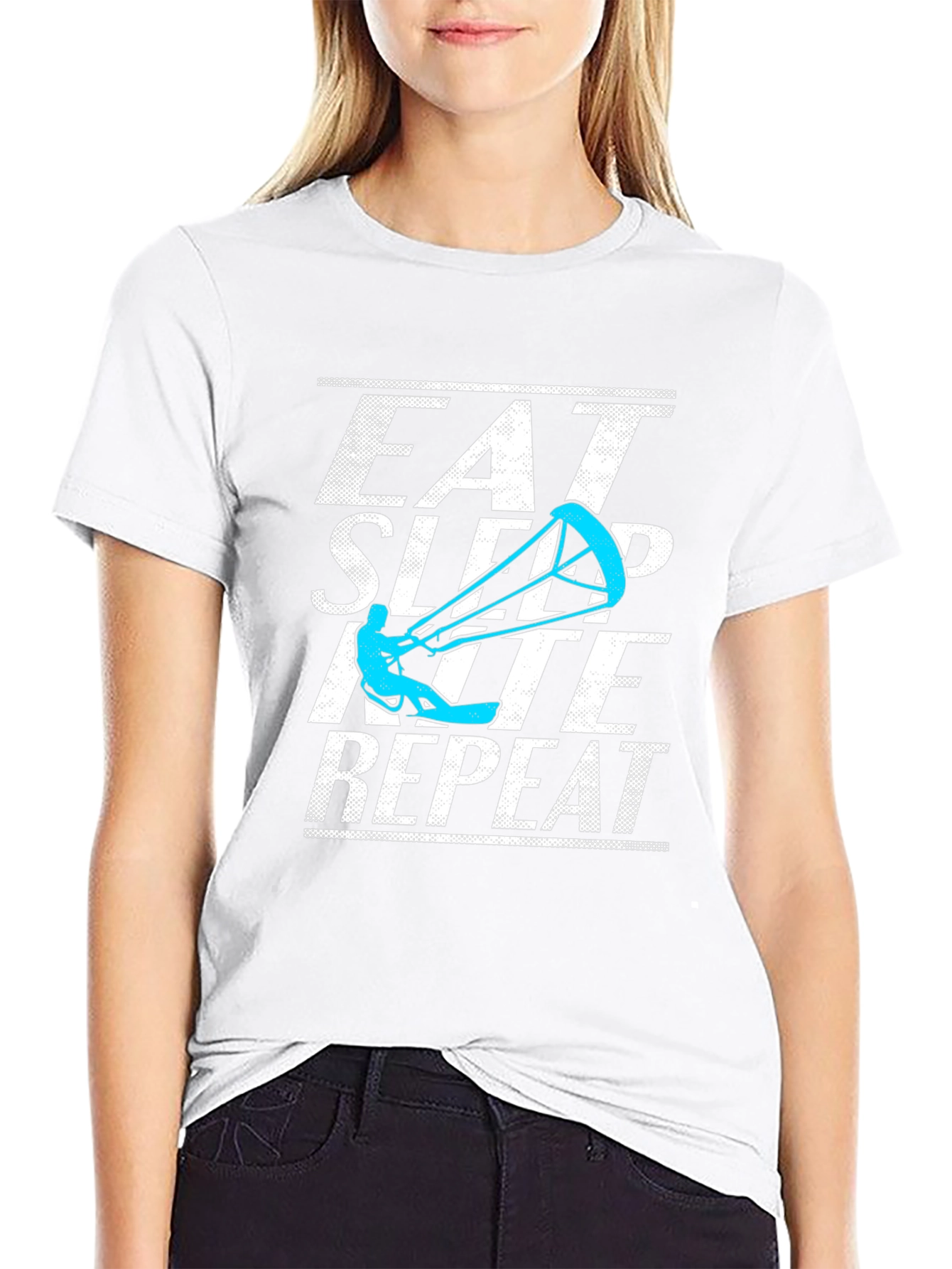 Black Eat Sleep Kite Repeat Graphic Tee view 9