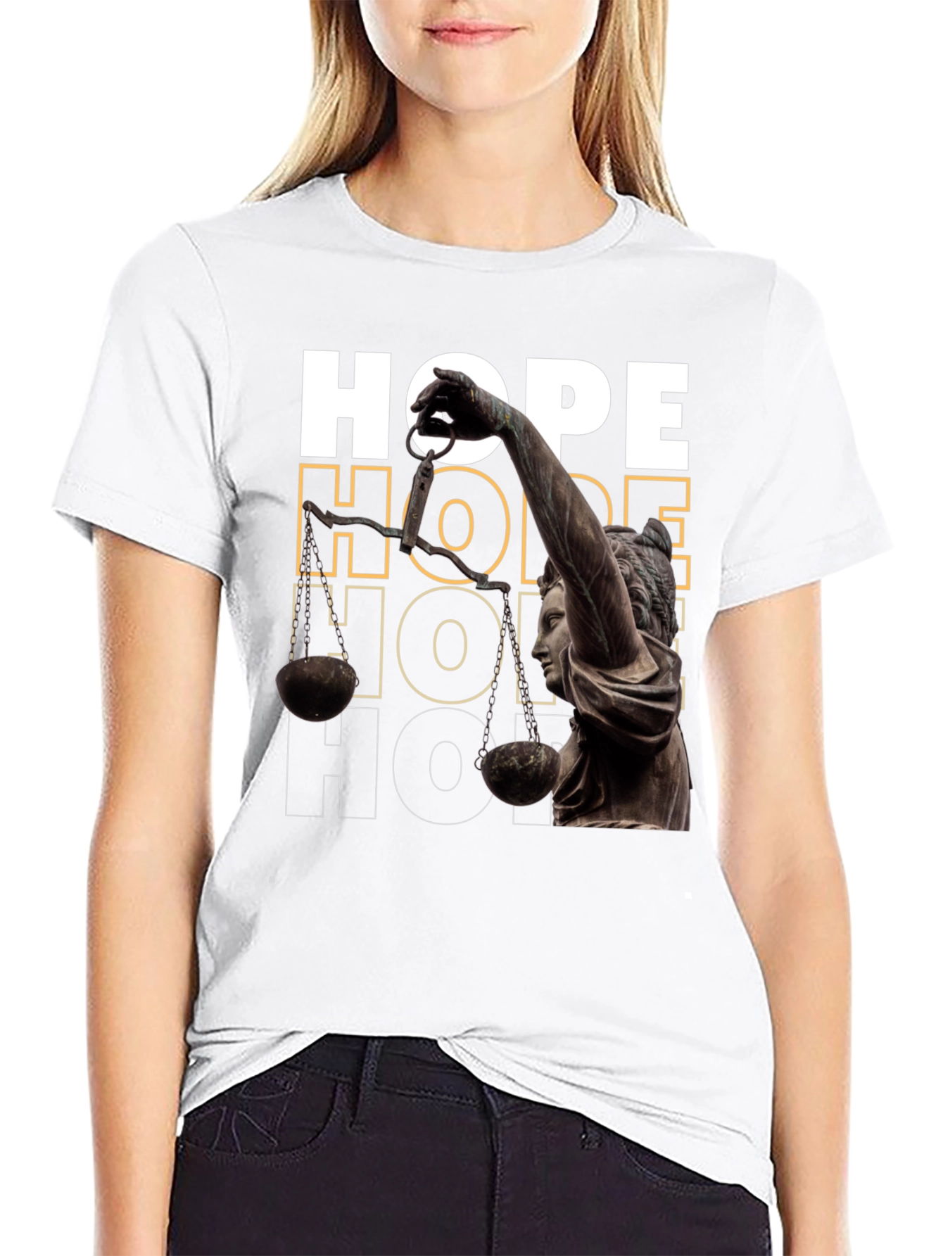 Black Hope Justice T-Shirt - Black Graphic Tee view 9