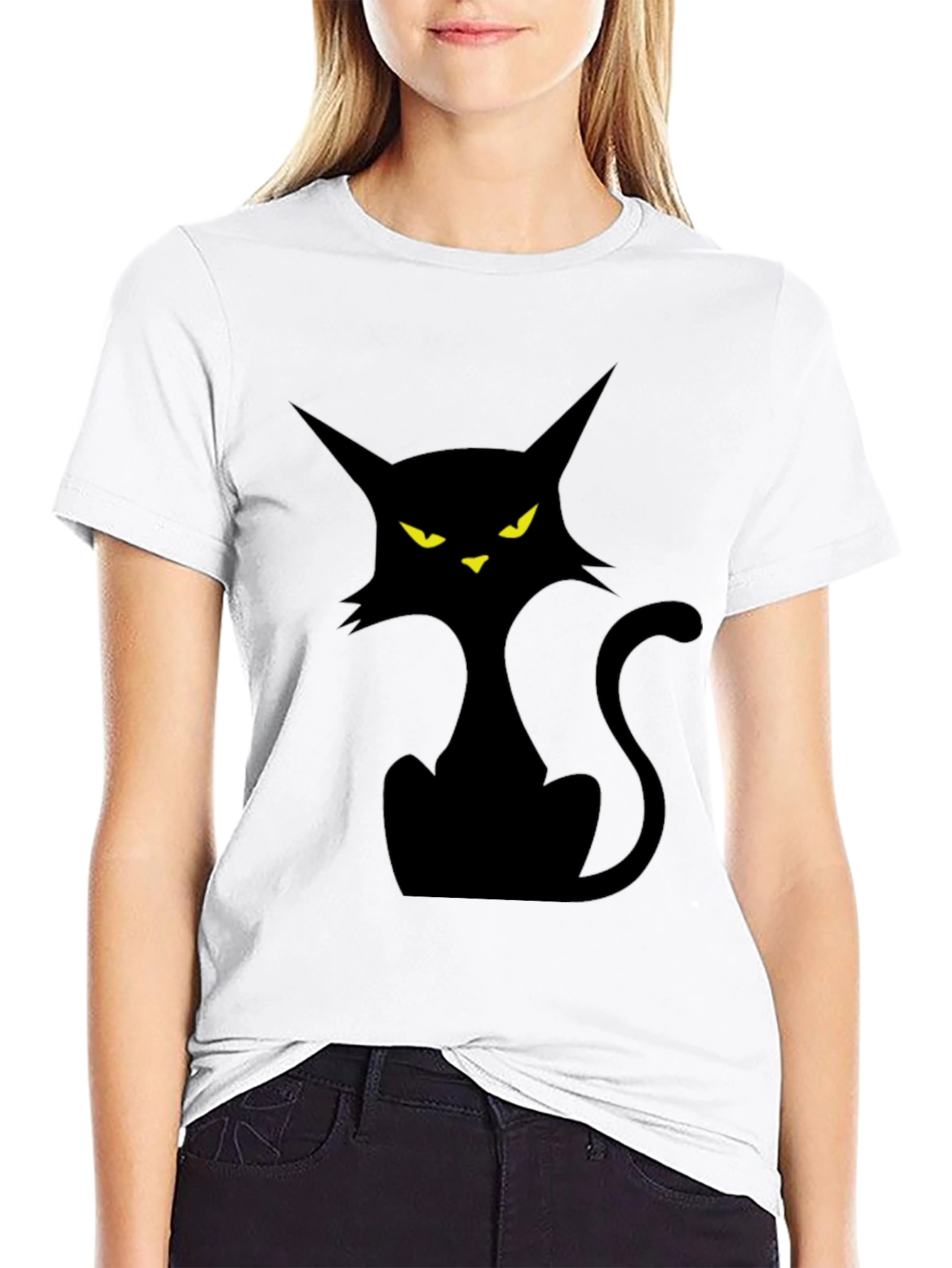 Black Black Cat Graphic Tee - Spooky Season Style view 9