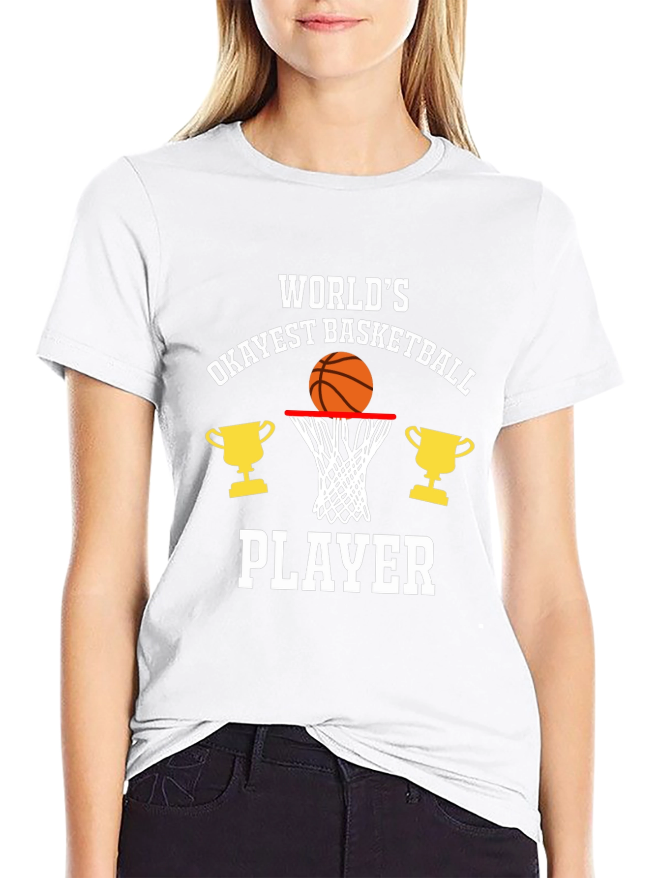 Black World's Okayest Basketball Player Graphic T-Shirt view 9