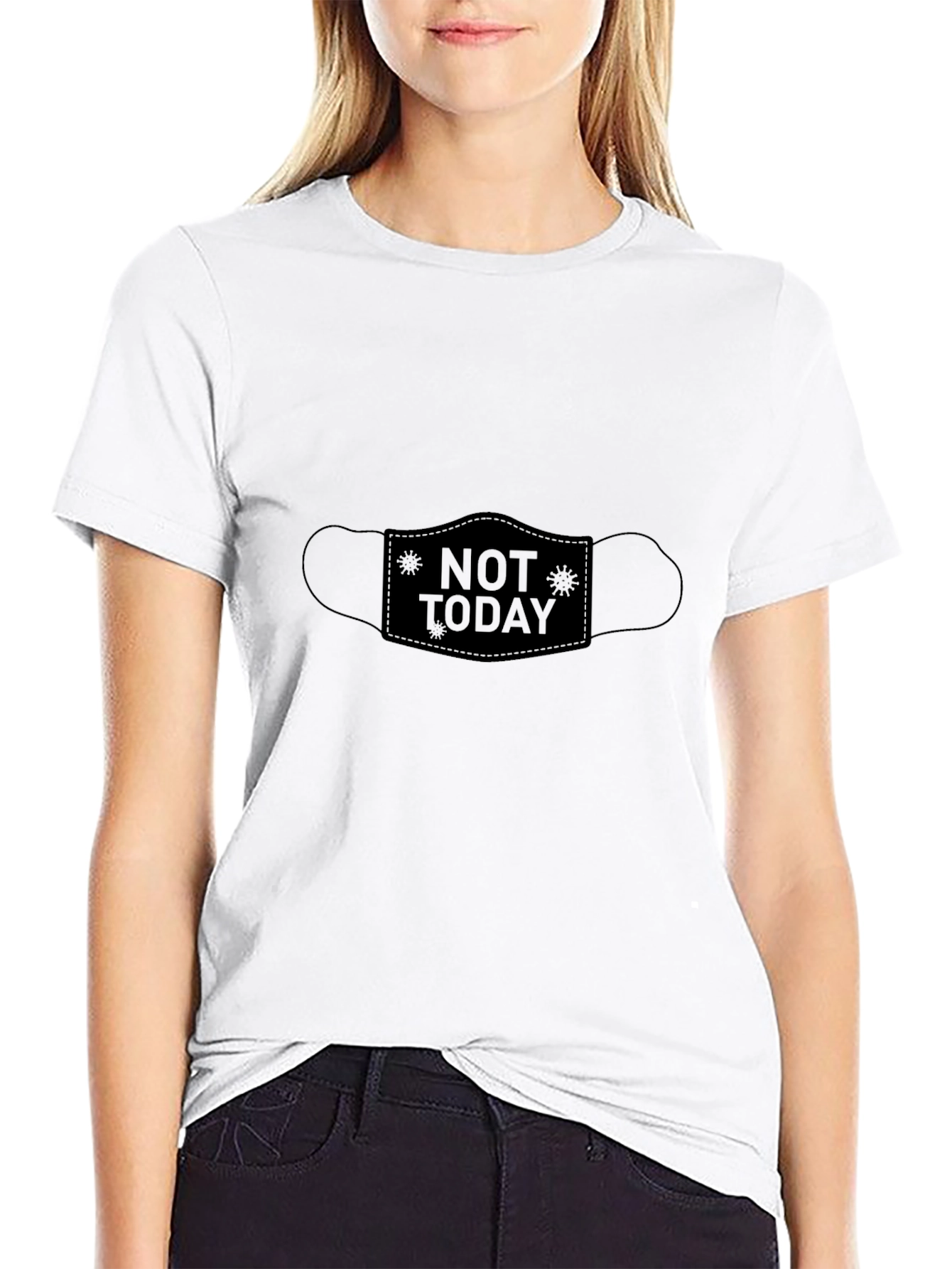 Black Not Today Graphic Tee - Black Crew Neck T-Shirt view 9