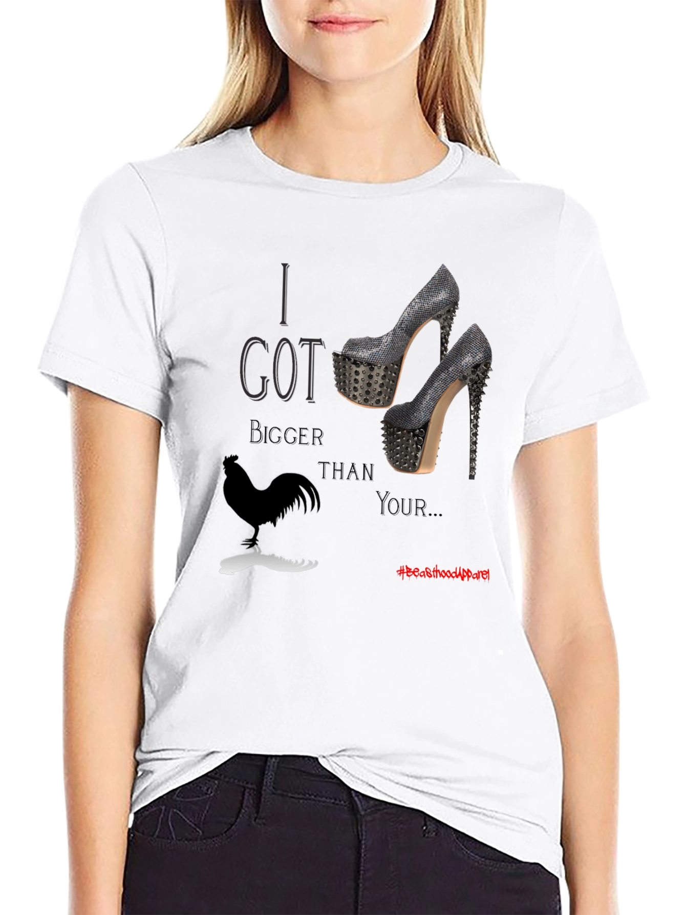 Black I Got Bigger Chicken Than Yours T-Shirt view 9