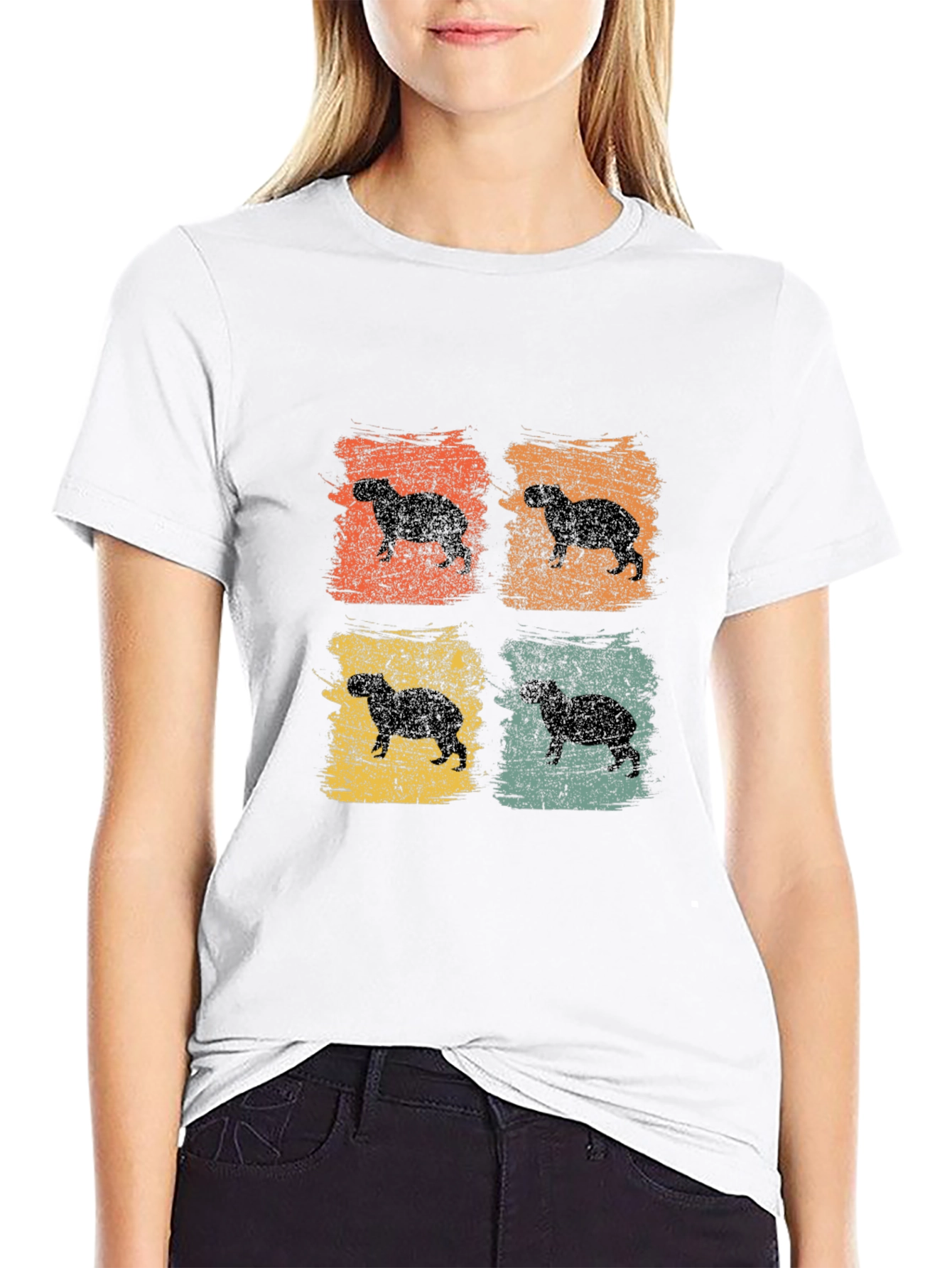 Black Retro Capybara Graphic T-Shirt view 9