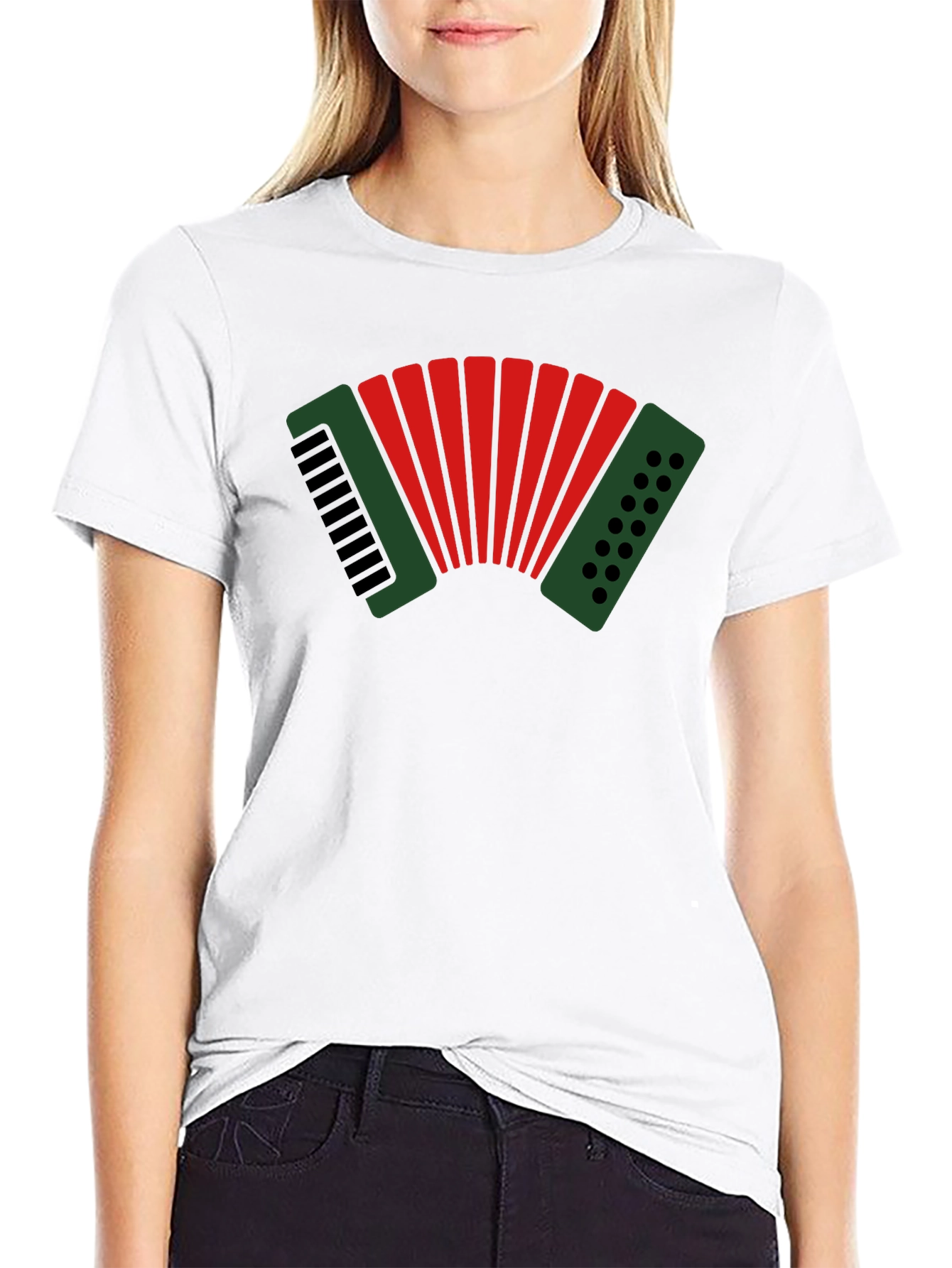 Black Accordion Graphic Tee - Music Lover's T-Shirt view 9