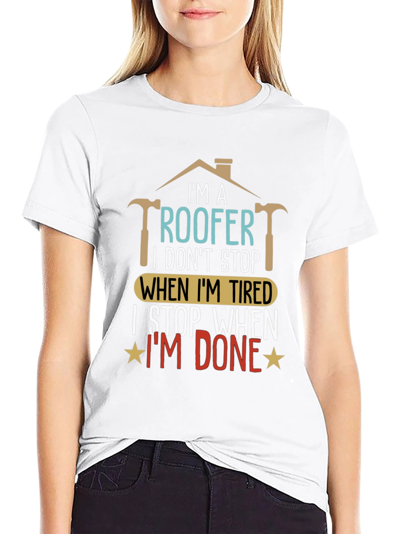 Black Roofer T-Shirt: I Stop When I'm Done view 9