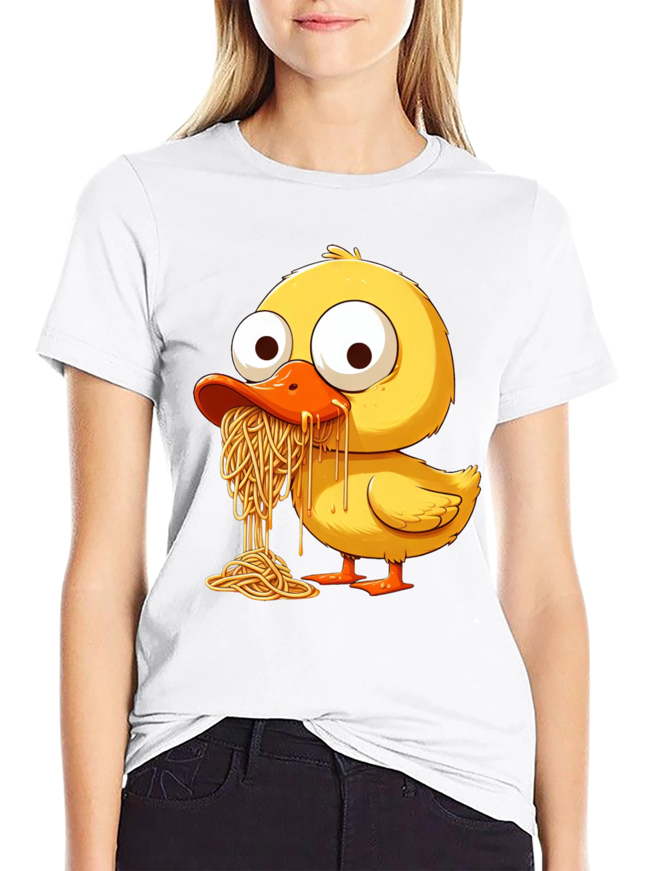 Black Duck Eating Spaghetti Graphic Tee view 9