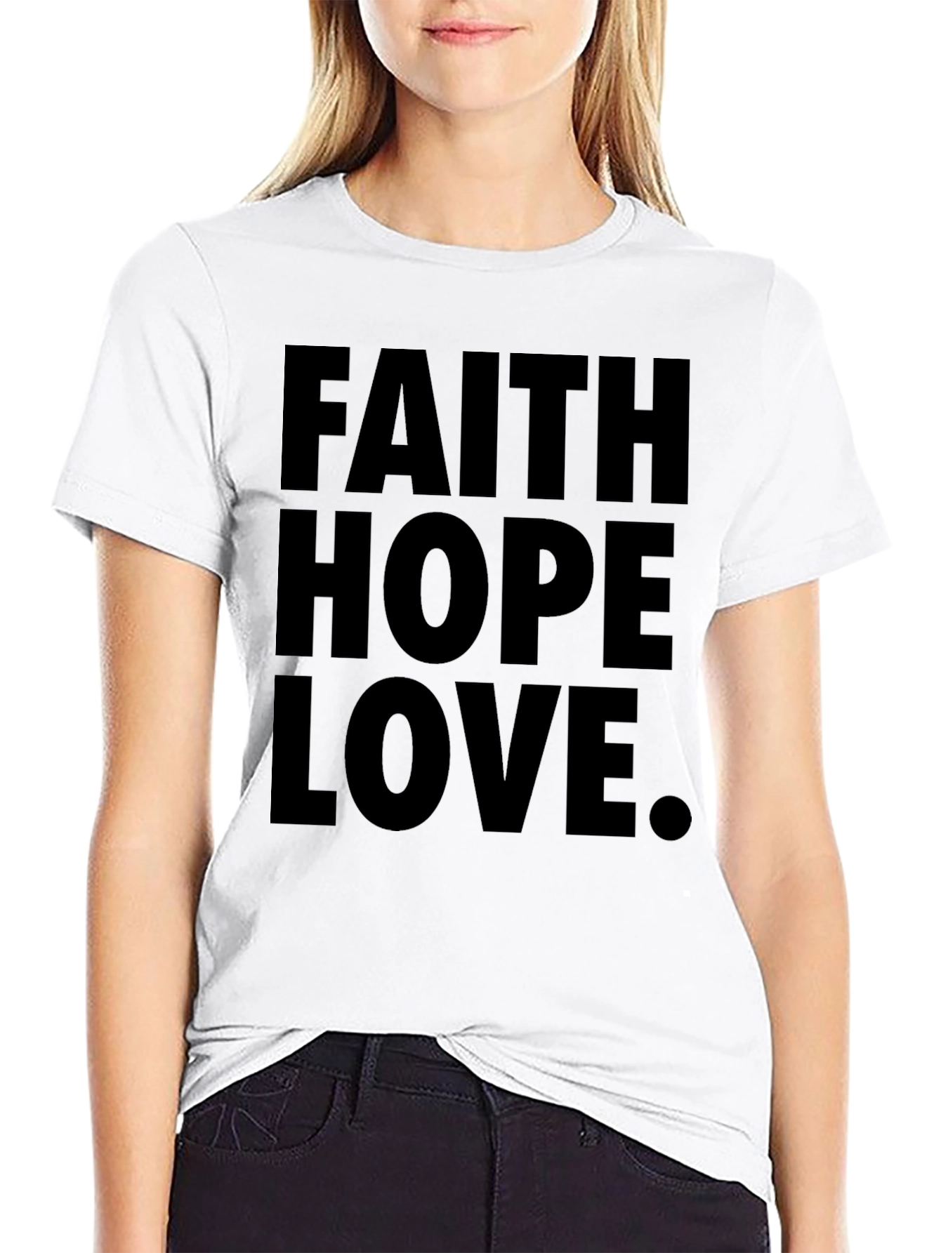 Black Faith Hope Love Black Graphic T-Shirt view 9
