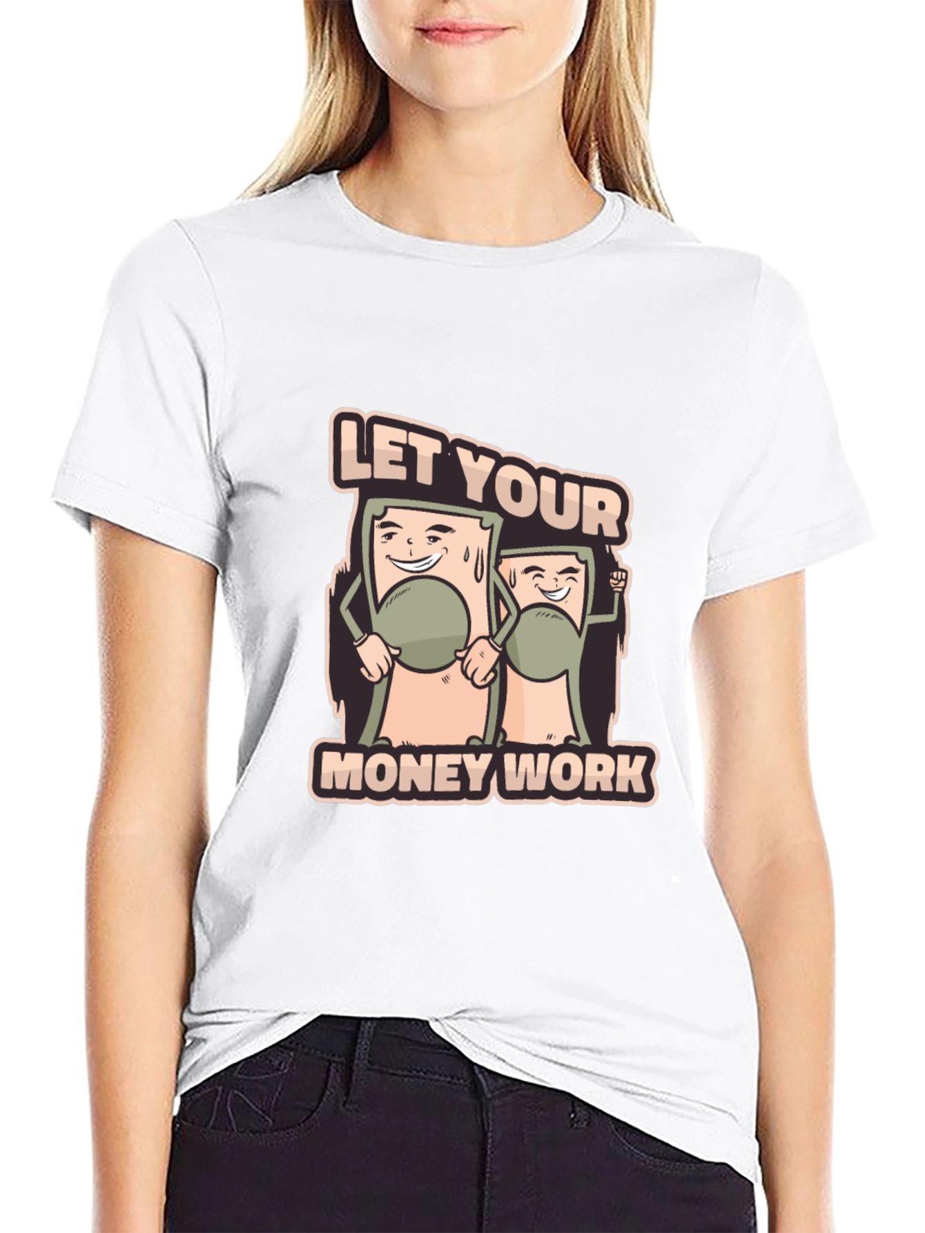 Black Let Your Money Work Graphic Tee view 9