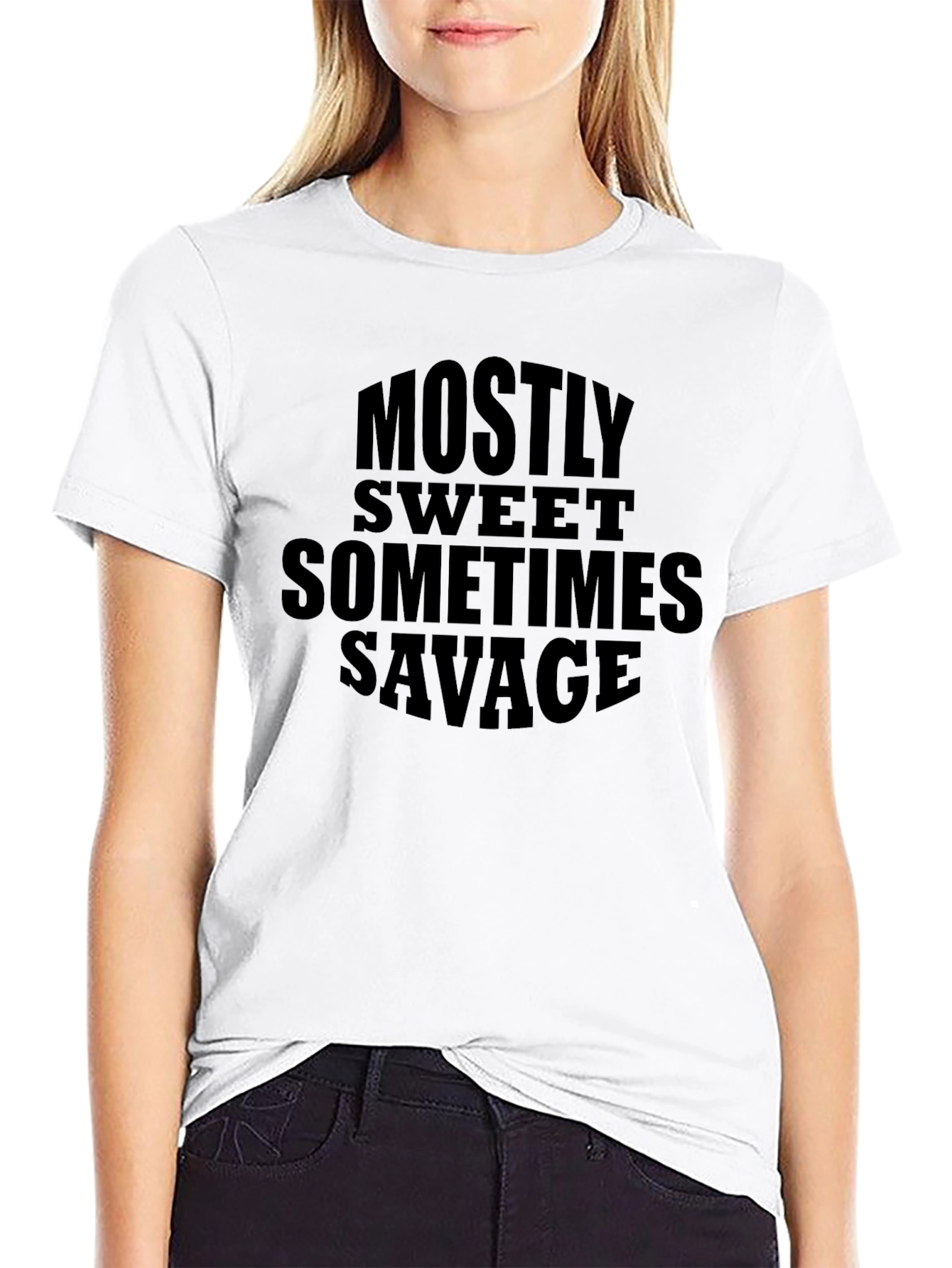 Mostly Sweet Sometimes Savage Black Graphic Tee - 9