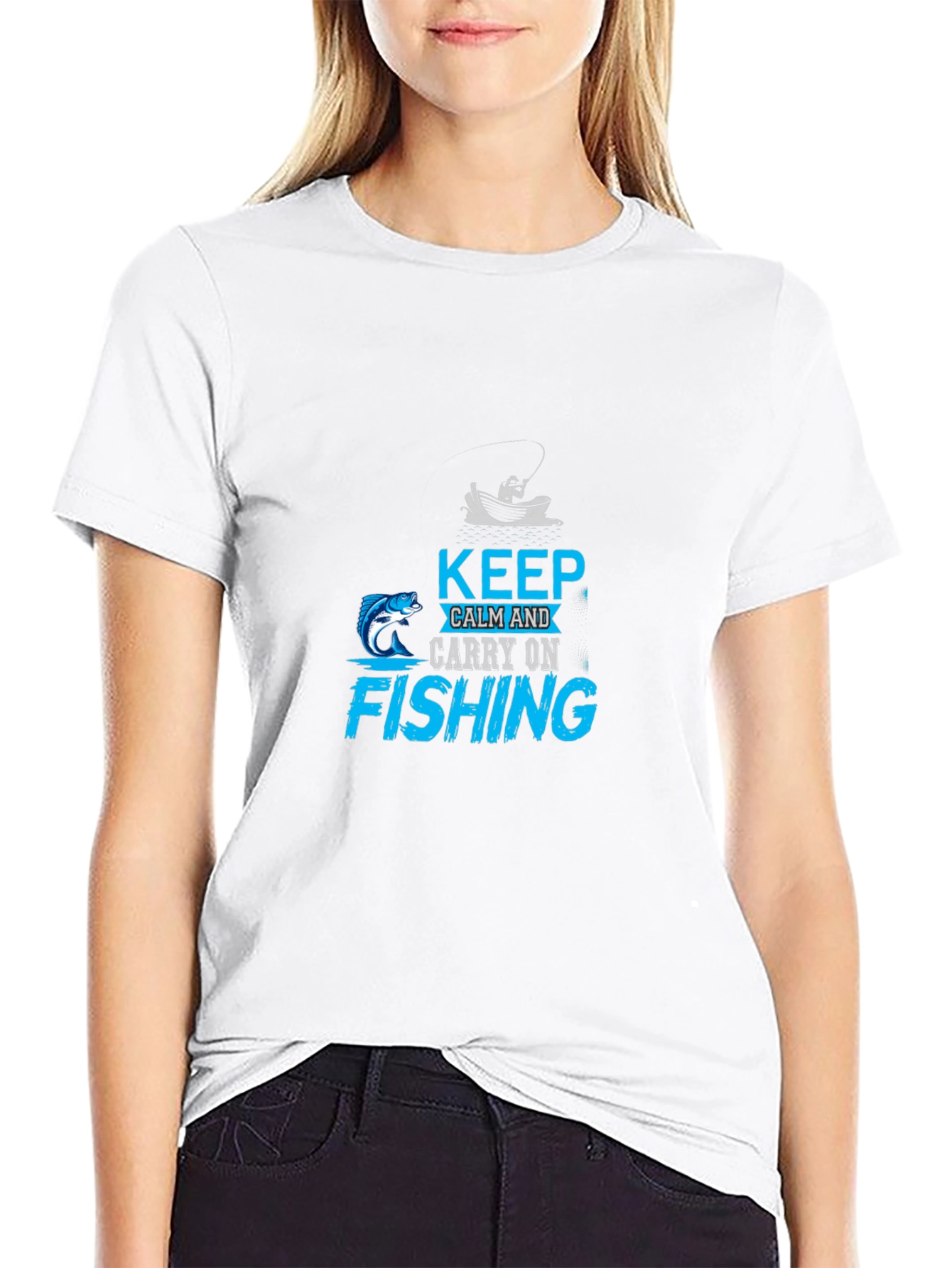 Black Keep Calm Fishing T-Shirt - Angler Gift view 9