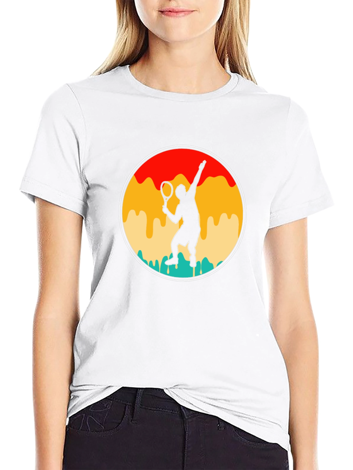 Black Retro Tennis Player T-Shirt - Serve in Style! view 9