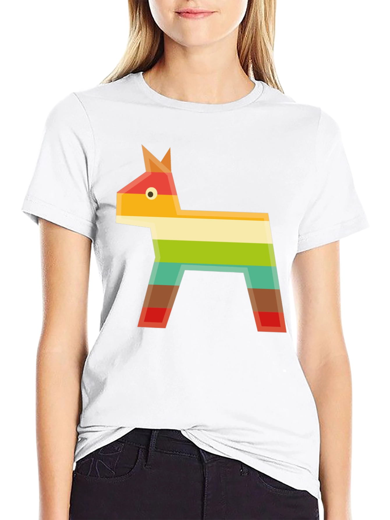 Black Geometric Piñata Graphic Tee - Black Casual T-Shirt view 9